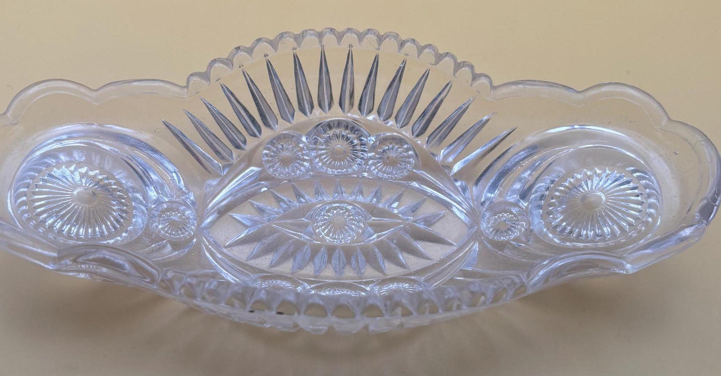 Antique American Brilliant Crystal Cut Serving Dish Nut Tray Lover Antiques and Vintage