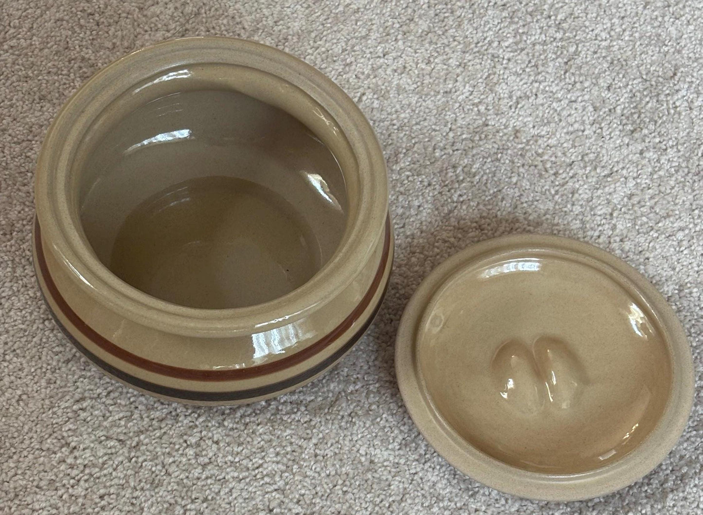 Vintage Lipton Soup Hamstone Pottery Round Crock Casserole Dish Lover Antiques and Vintage