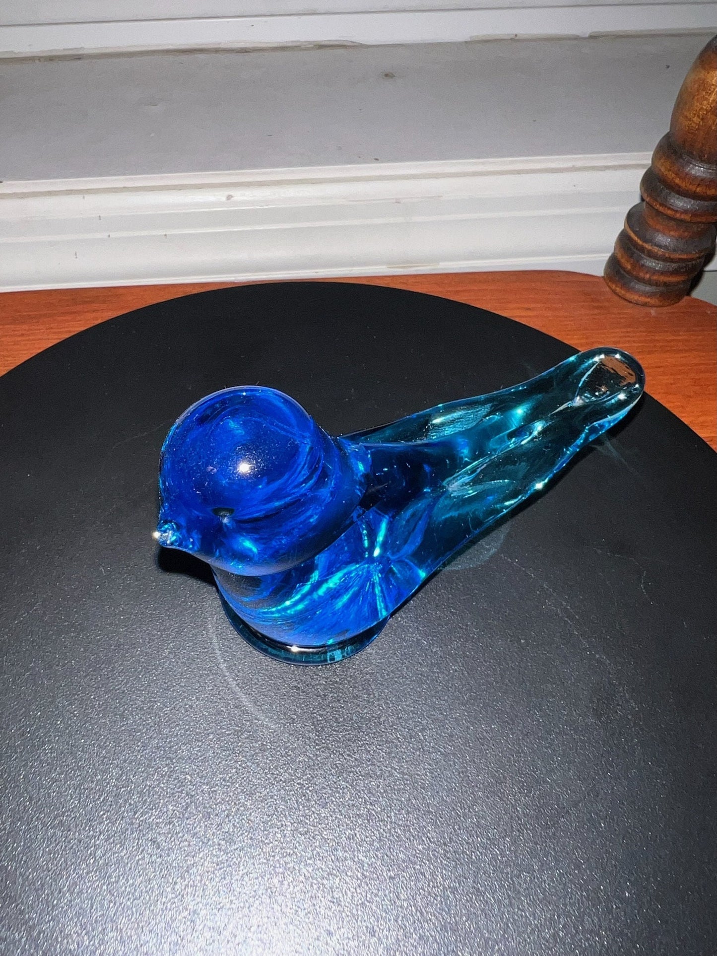 Vintage Blue Glass Bluebirds of Happiness - Leo Ward Signed Art Glass 1989