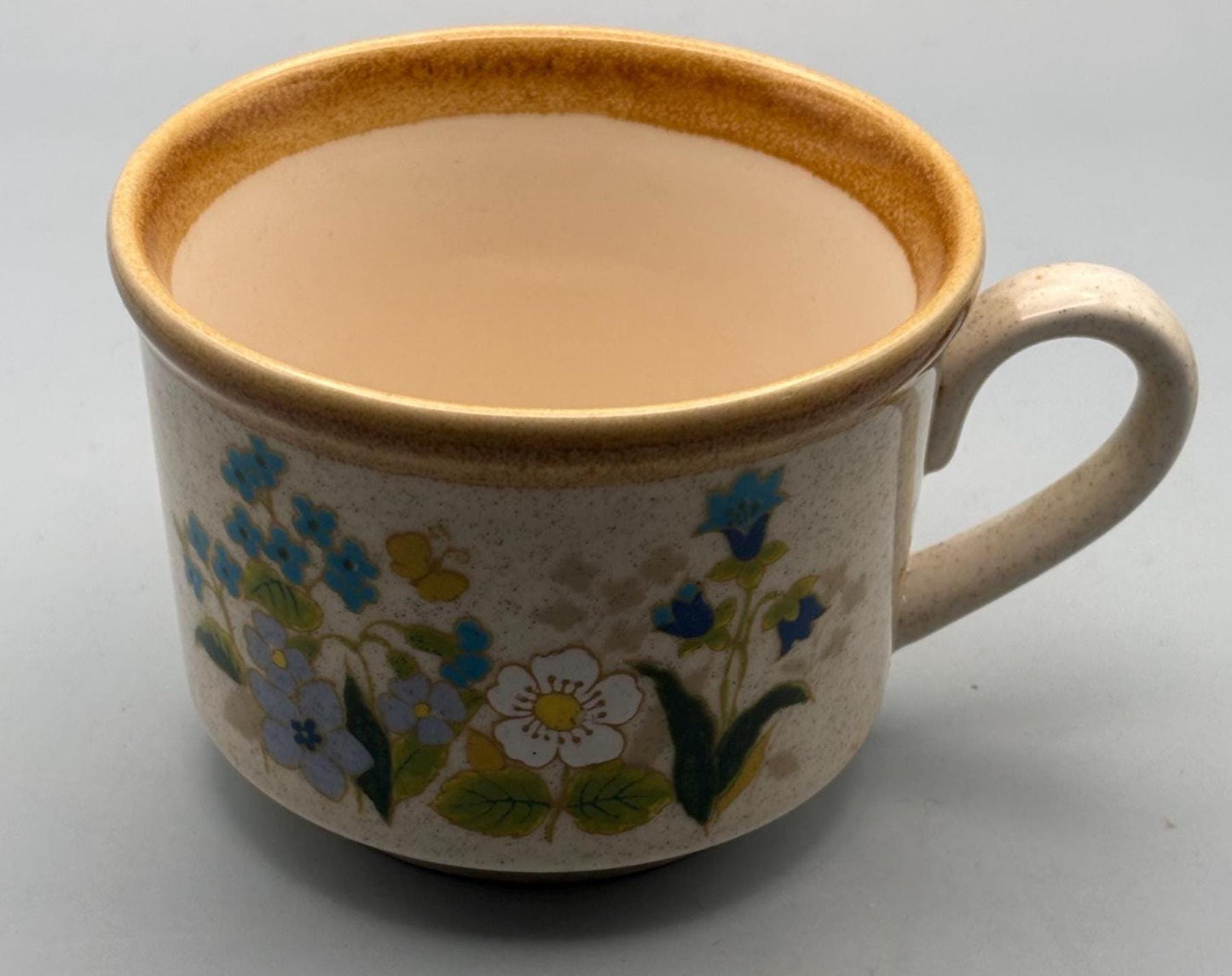 Vintage Mikasa Coffee Cup Stone Manor Stoneware Tan Speckle With Brown Trim Lover Antiques and Vintage