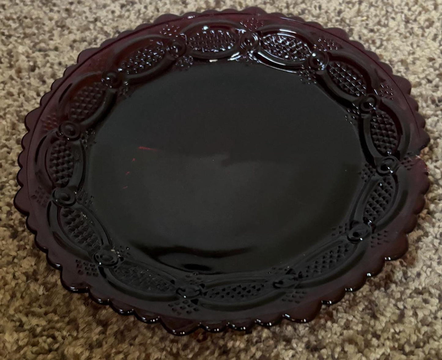 Avon Cape Cod Dessert Plate Ruby Red Glass Lover Antiques and Vintage