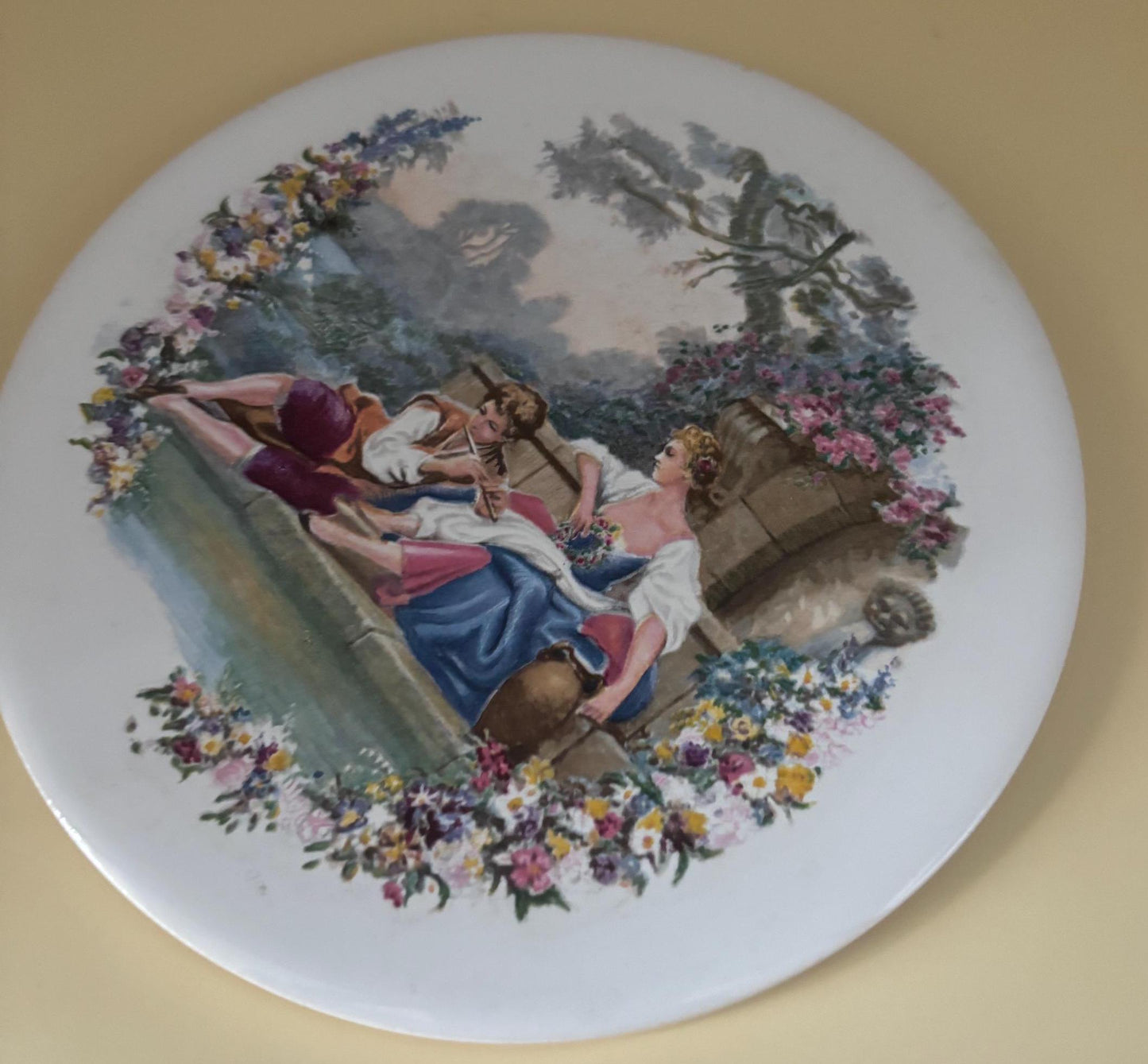 Vintage H & R Johnson England Porcelain Trivet or Wall Hanging Lover Antiques and Vintage