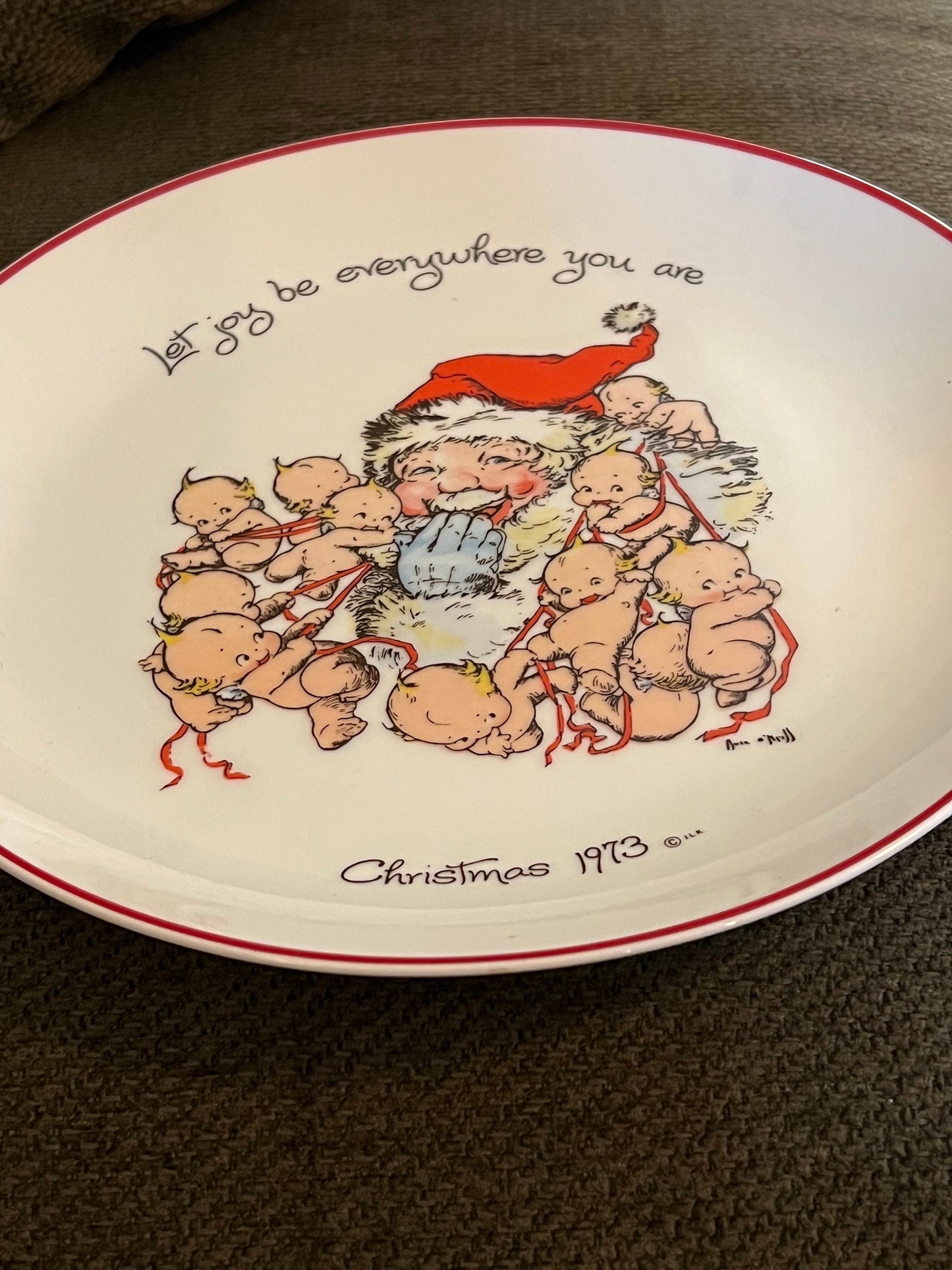 Vintage 1973 Kewpie Doll Christmas Plate: Santa 'Let Joy Be Everywhere'
