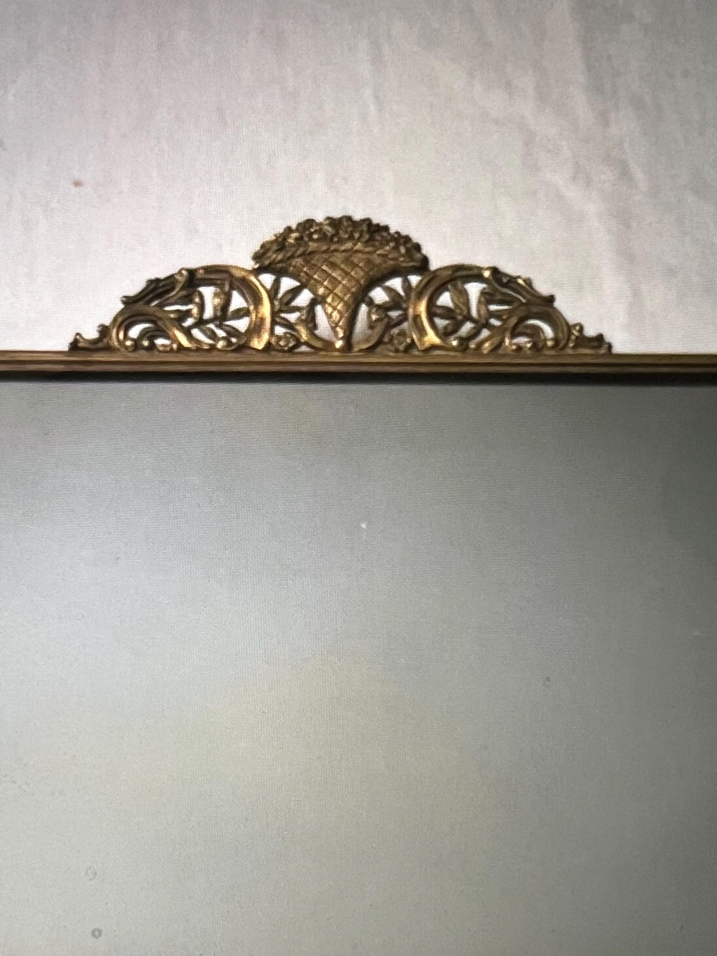 Vintage Gold Filagree Large Rectangular Mirror For Dresser Tray with Flower Design Handles Lover Antiques and Vintage