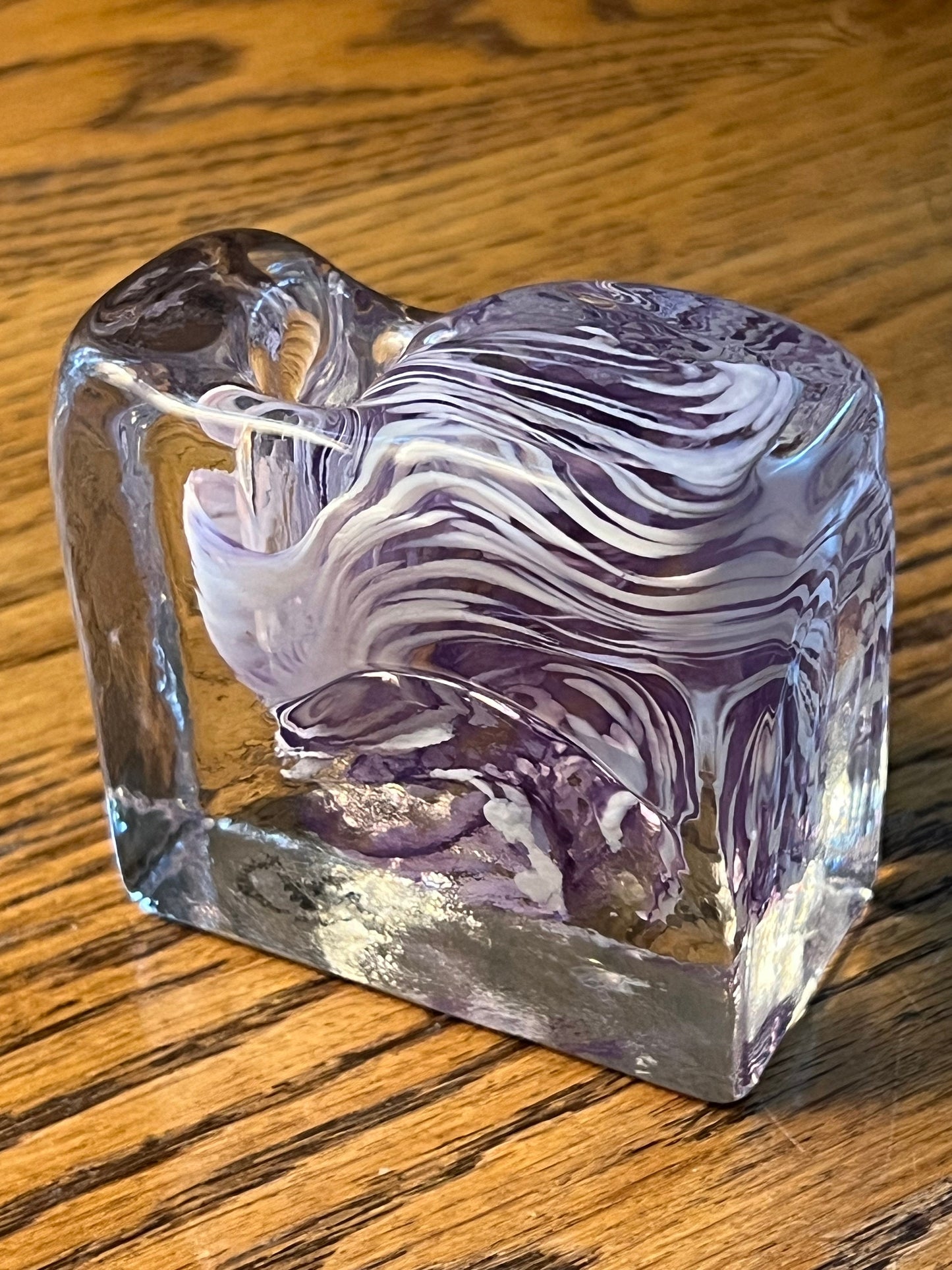 Vintage Purple & White Swirl Glass Pen Holder, Made in USA, Lover Antiques and Vintage