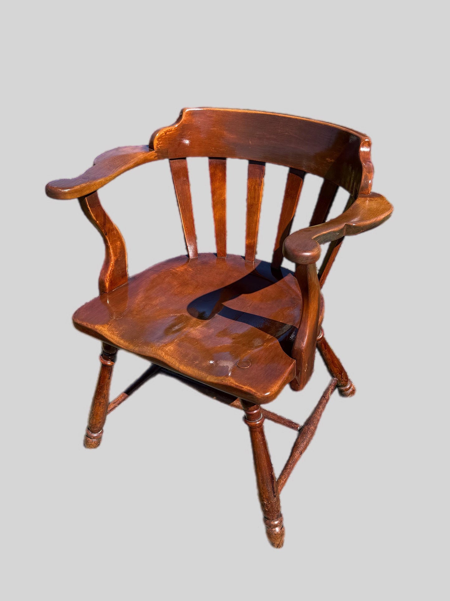 Vintage Cushman Colonial Captain's Chair: Rustic Barrel Back Armchair