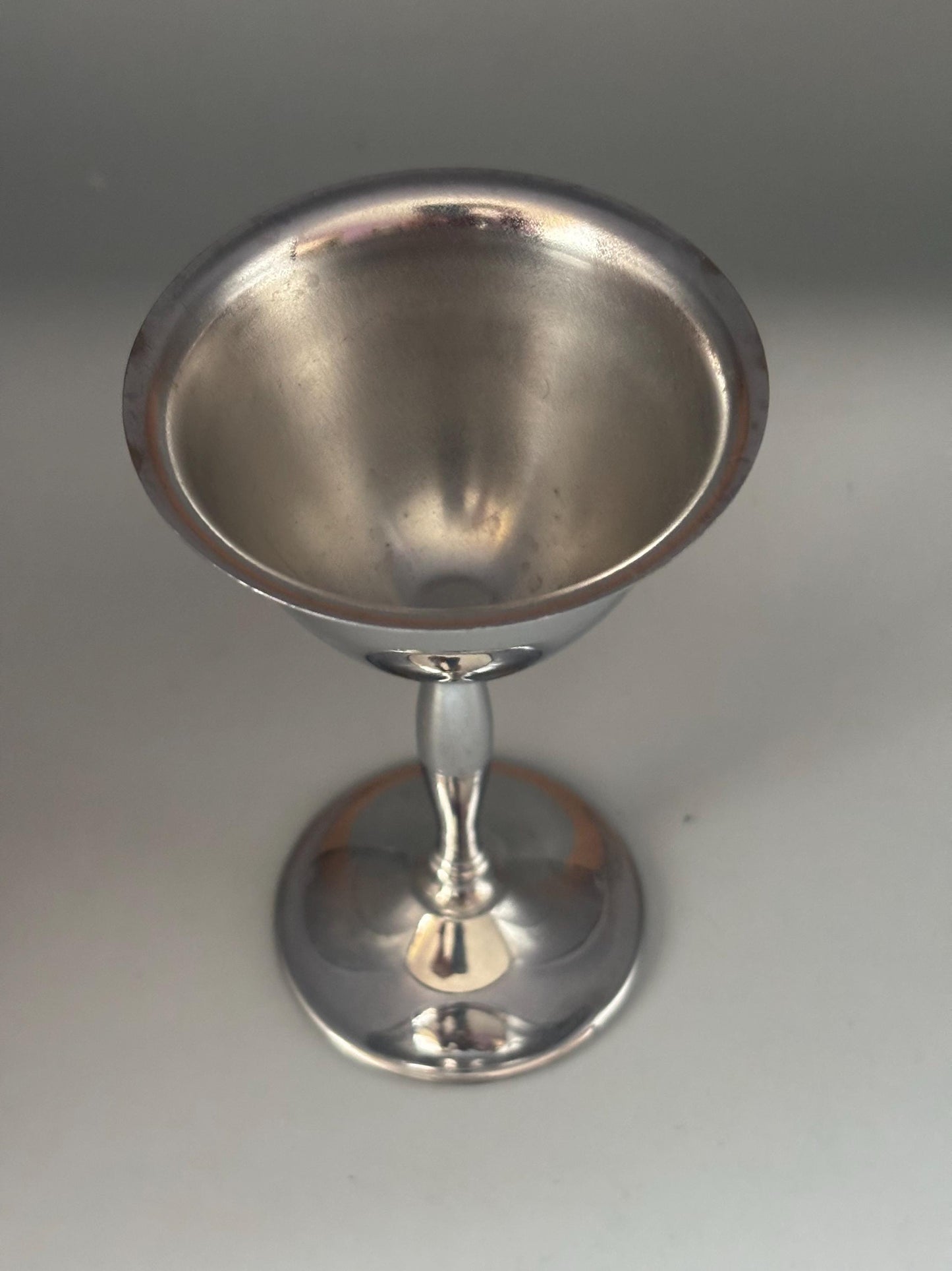 Stainless Chrome Stem Cordial Glass | Antique Silver Cup for Gift or Collecting