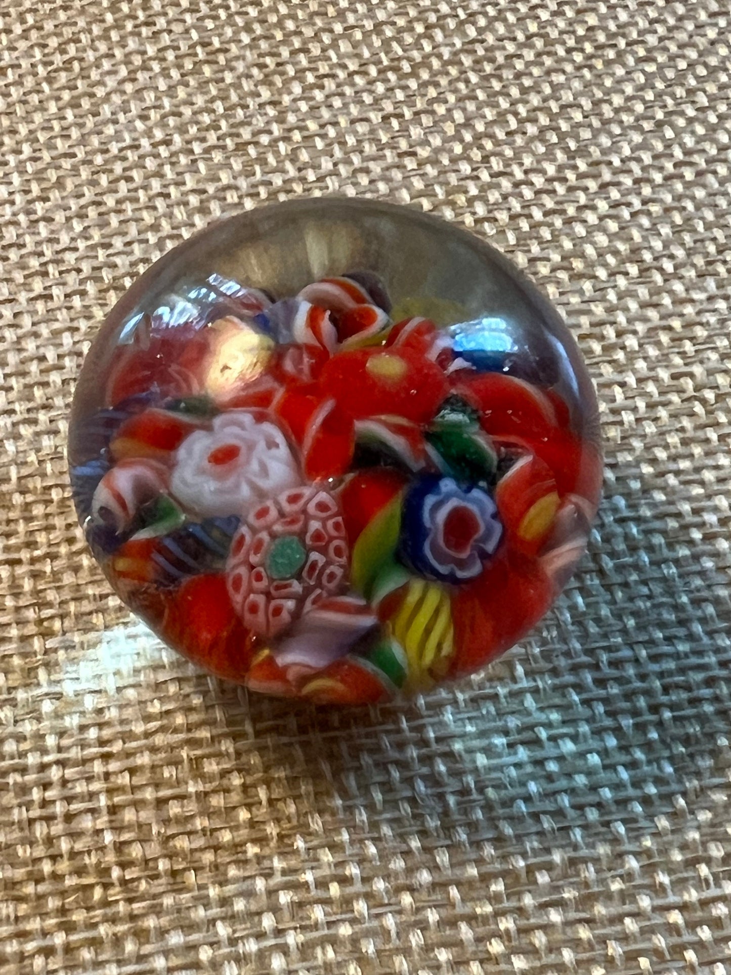 Vintage Murano Style Millefiori Art Glass Paperweight