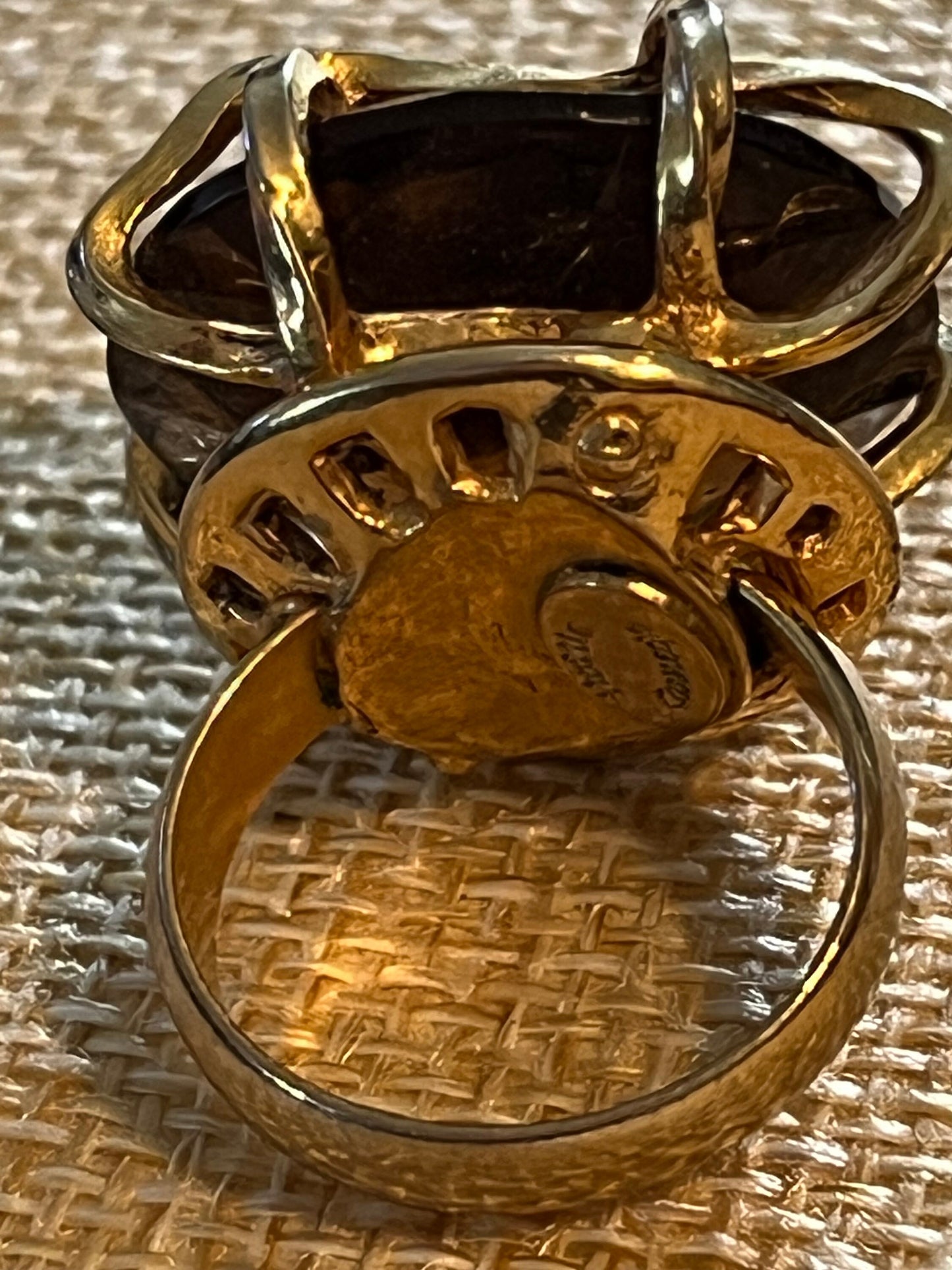 Vintage Hattie Carnegie Tiger Eye Ring: Caged Statement Jewelry