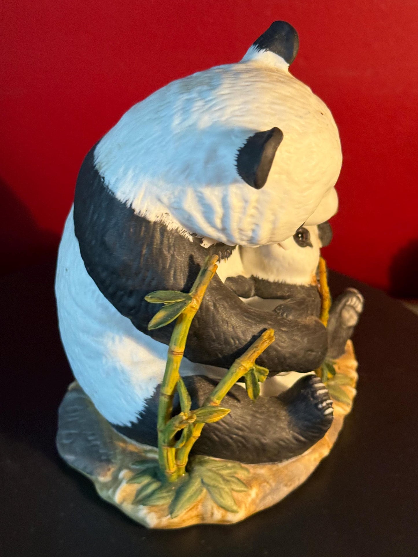 Vintage Homco Masterpiece Porcelain Panda Bear Mother and Cub Figurine Collectible