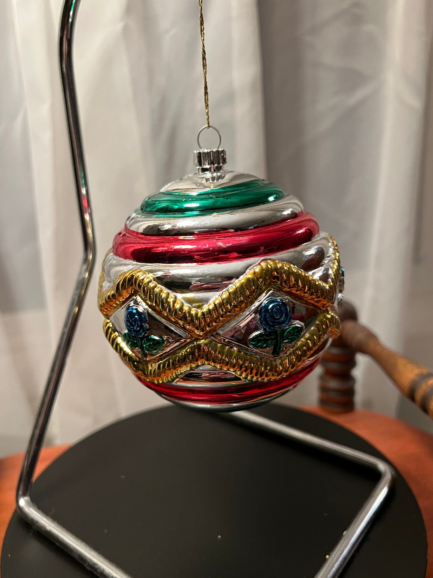 Vintage Large Glass Christmas Holiday Ornaments ornament red glass art round Lover Antiques and Vint