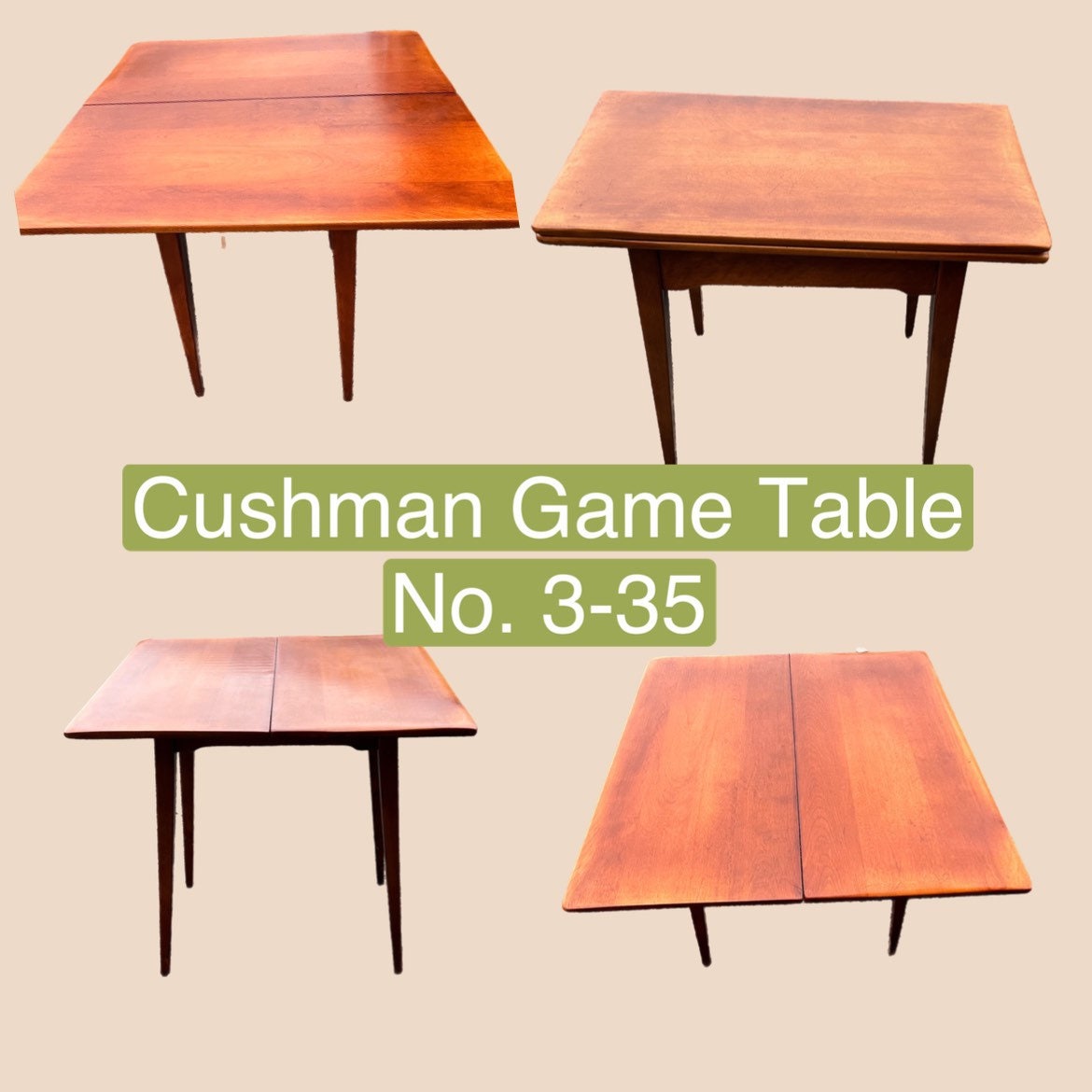 Vintage Cushman Colonial Pivot Top Game Table: Hidden Compartment, 1940s