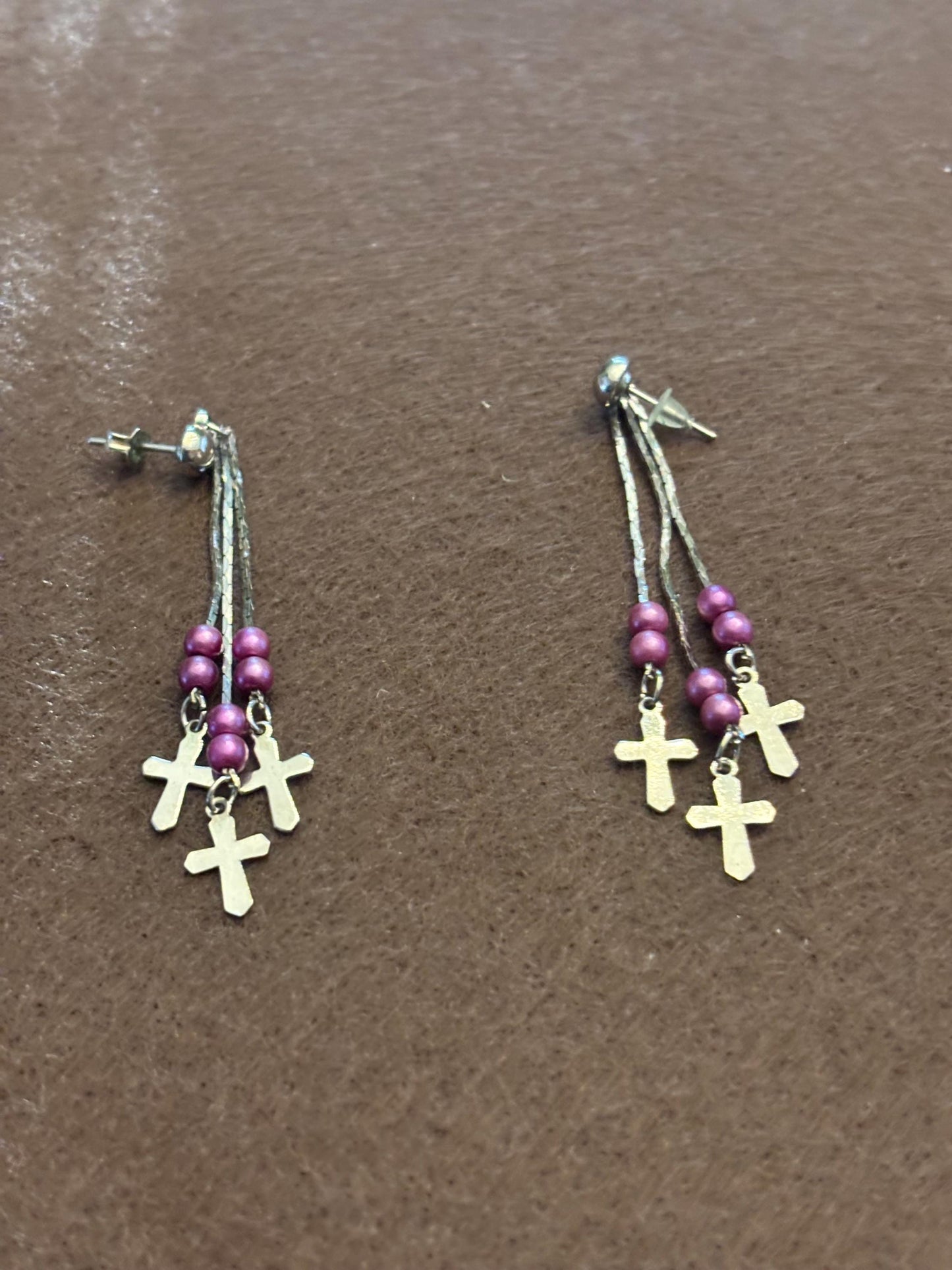 Vintage 3 Cross Sterling Silver Dangle Earrings, Lover Antiques and Vintage