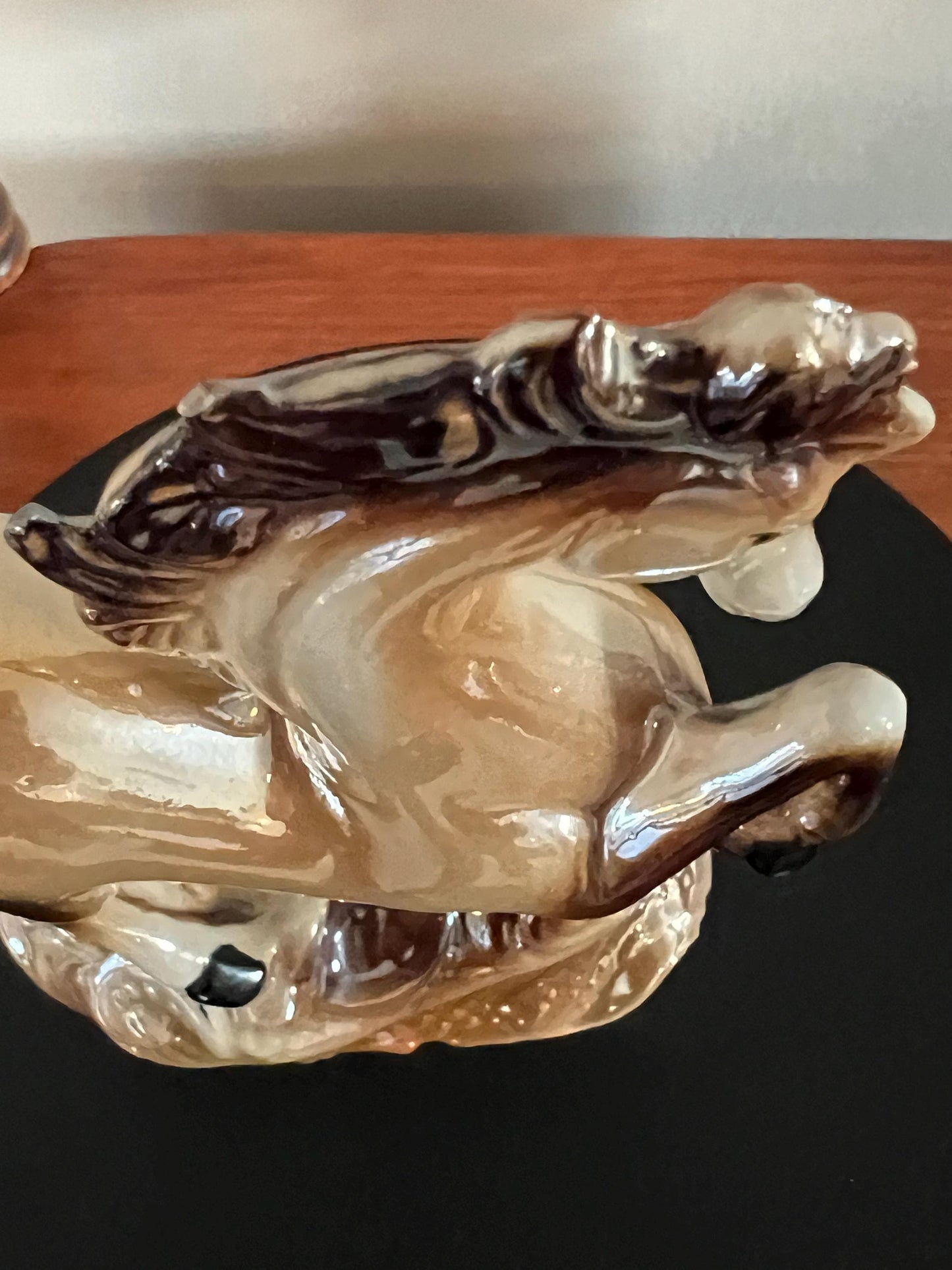 Vintage Prancing Horse Shiny Ceramic Art Made in Brazil Horses Art Lover Antiques and Vintage