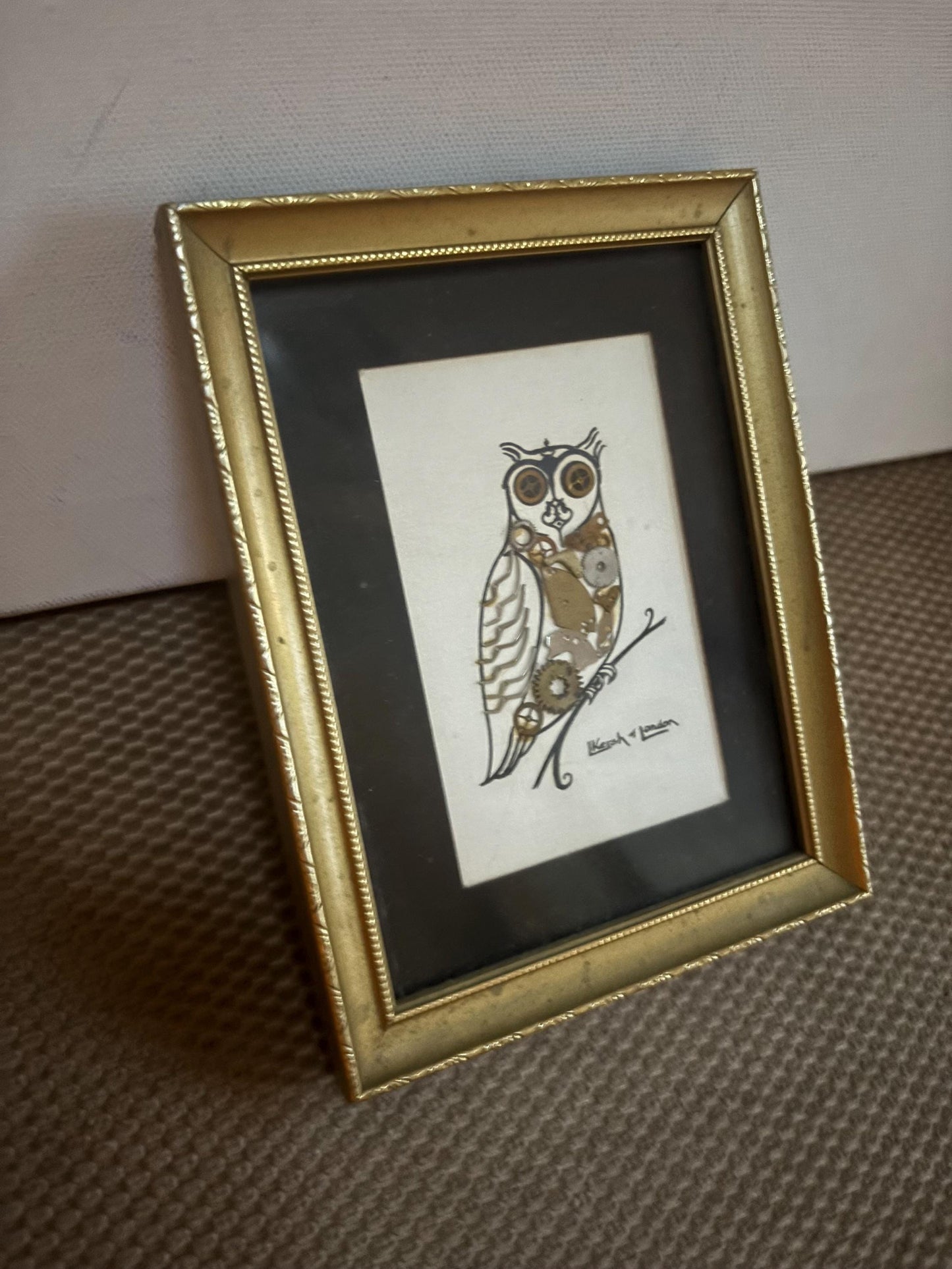 Vintage L Kersh of London Genuine Original Horological Owl Collage Wall Hanging Lover Antiques and Vintage