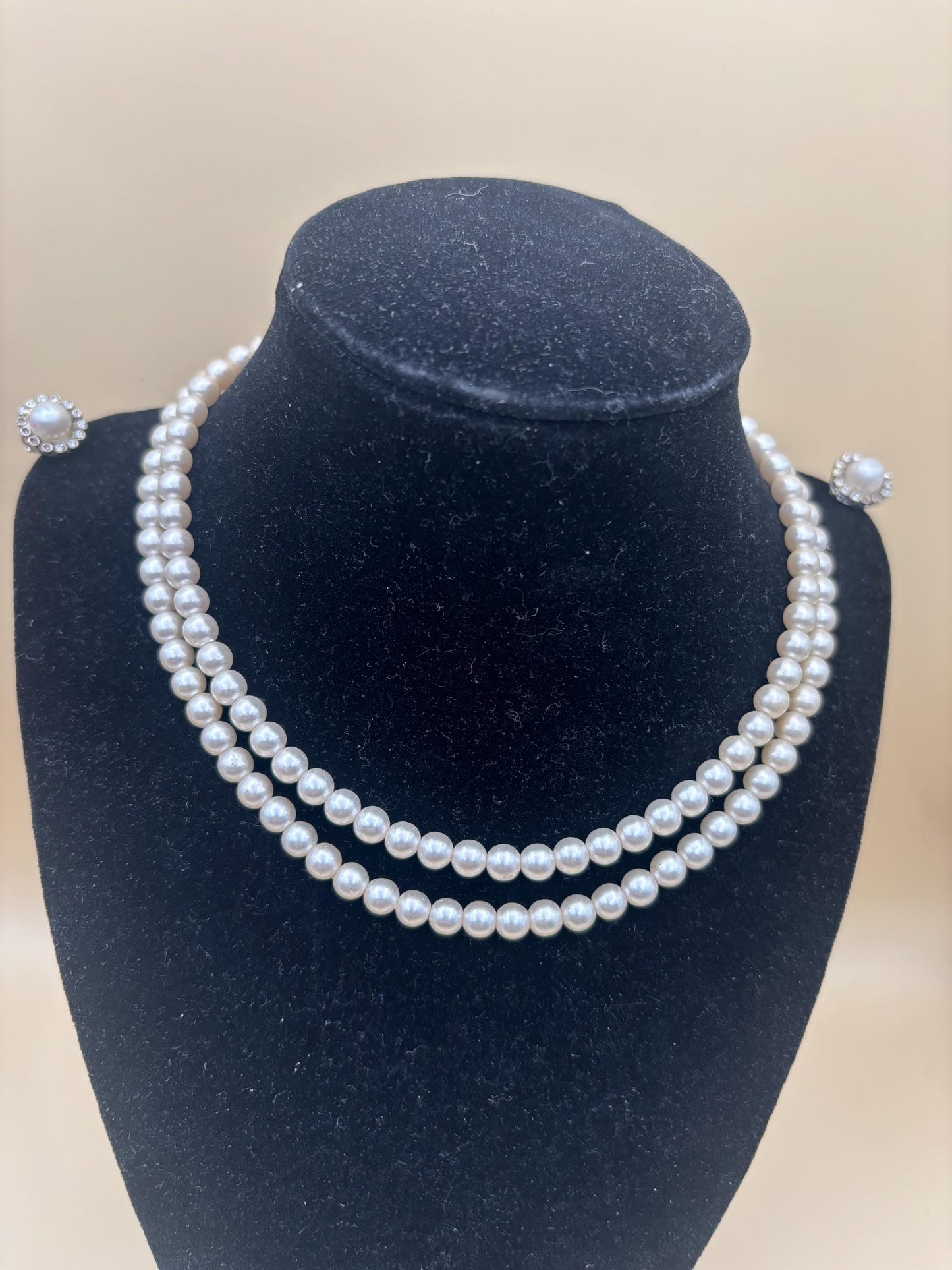 Vintage Double Strand Pearl Necklace from Japan Multi Layered Stone Choker Necklace Lover Antiques and Vintage