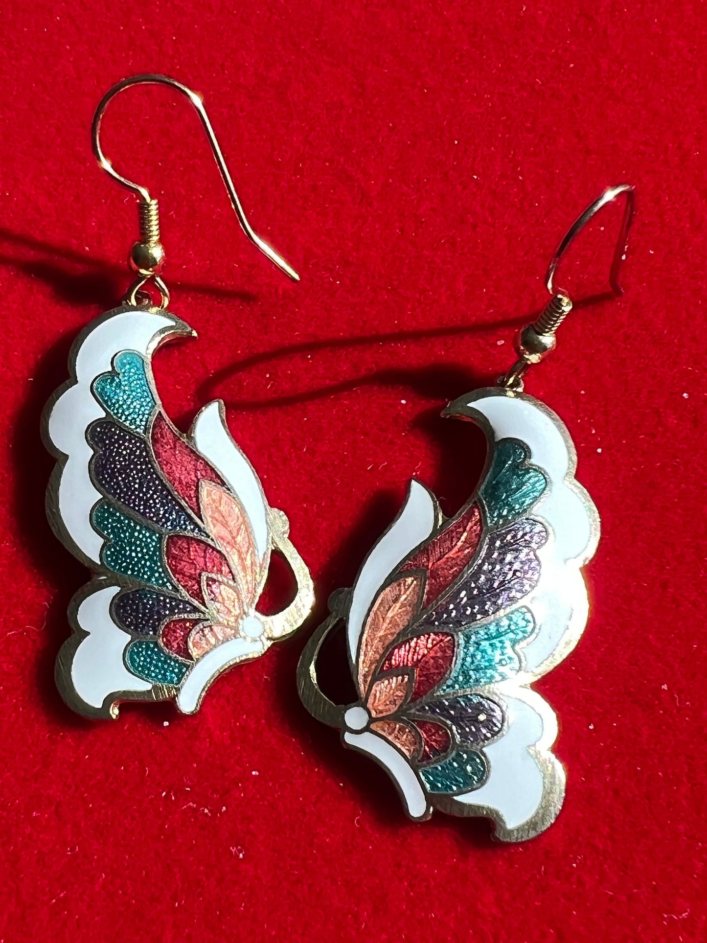 Vintage Enameled Butterfly Earrings: Gold Twist Jewelry