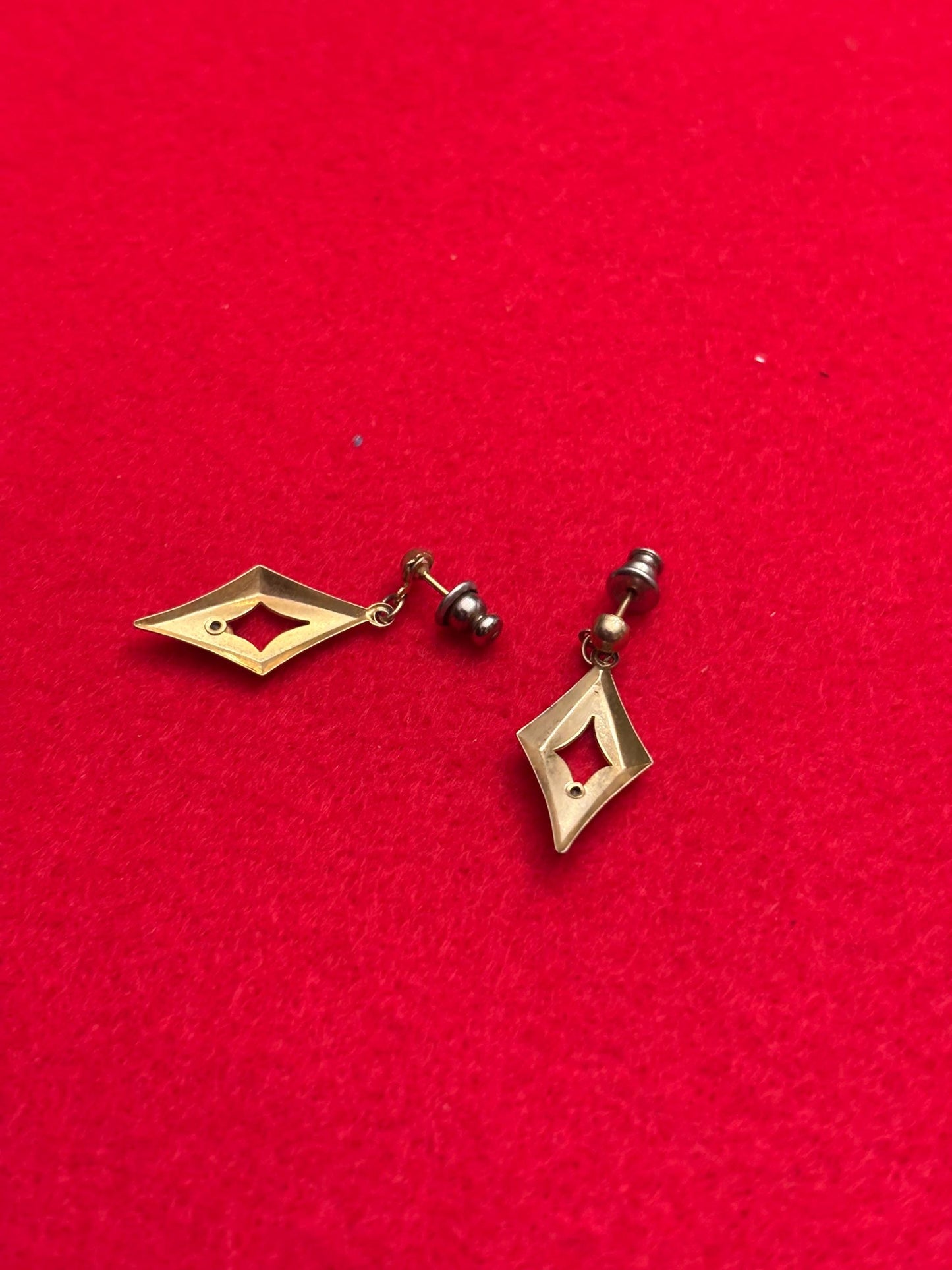 Vintage Diamond Shaped Gold Earrings, Lover Antiques and Vintage