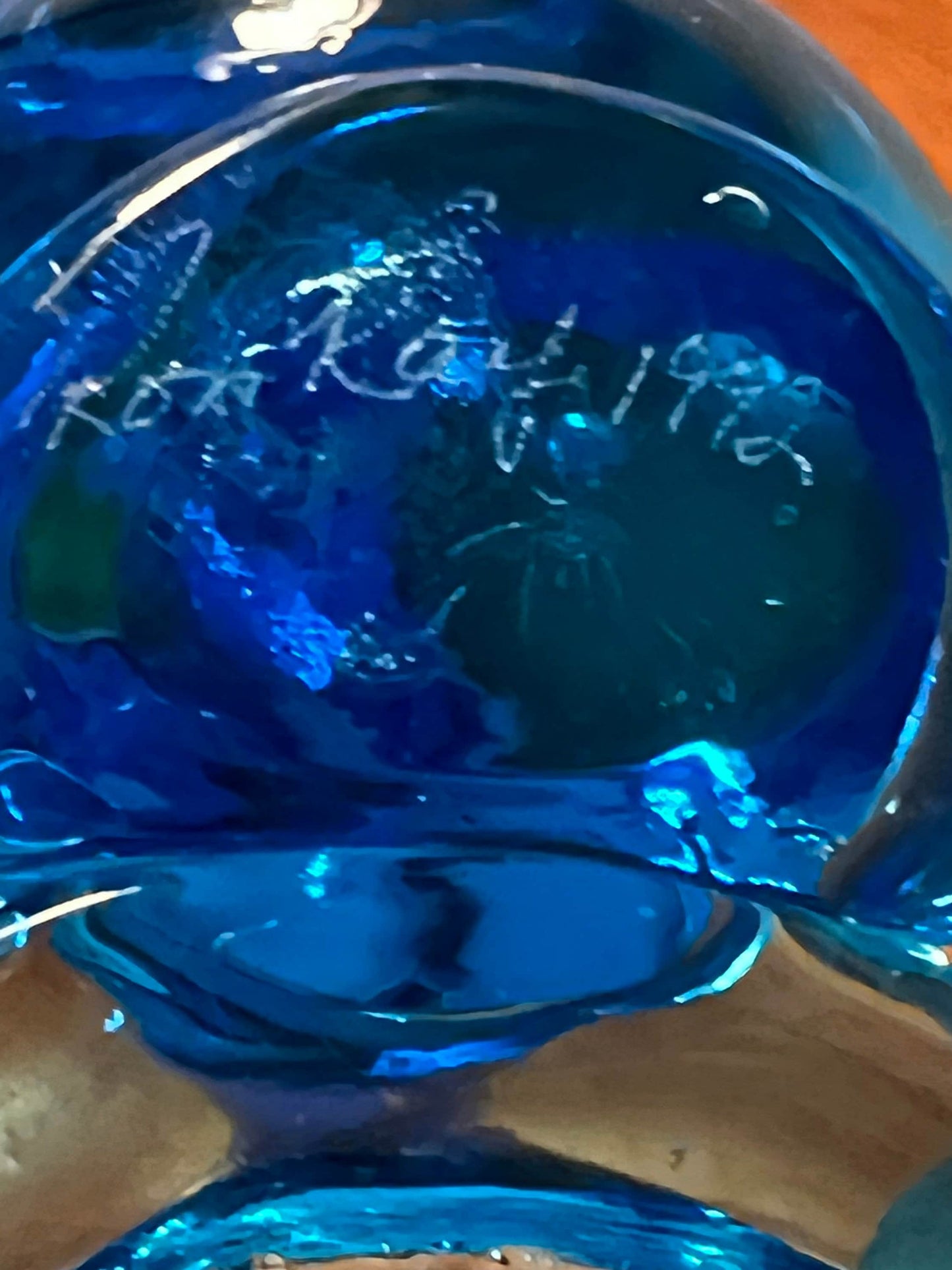 Vintage Ron Ray Bluebird of Happiness Candle Holder - 1992 Glass Bird Art