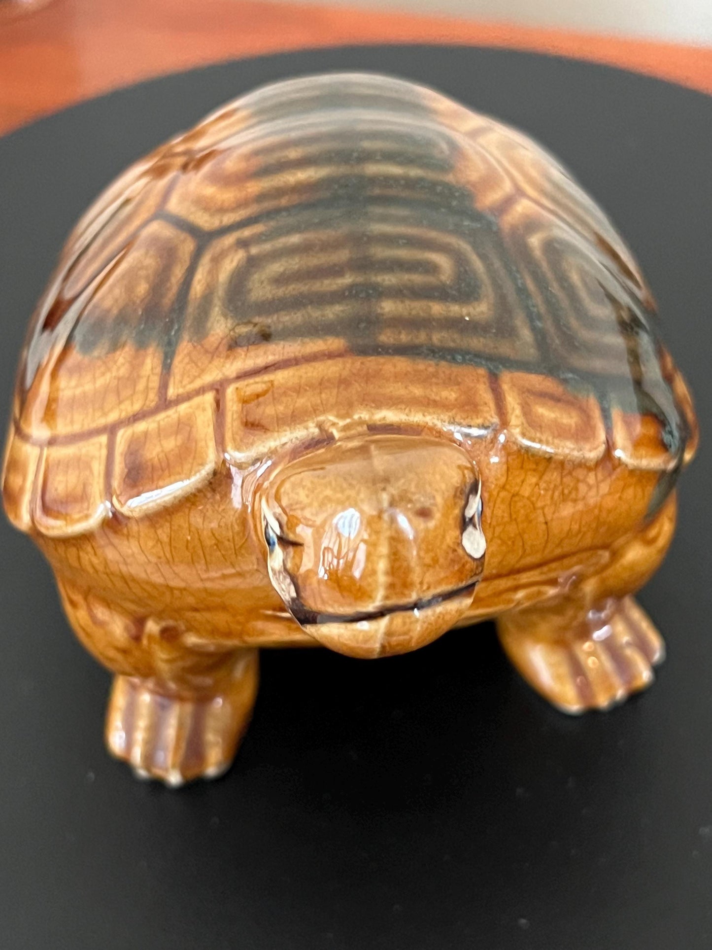 Vintage Brown Ceramic Turtle Figurine - Made in Japan