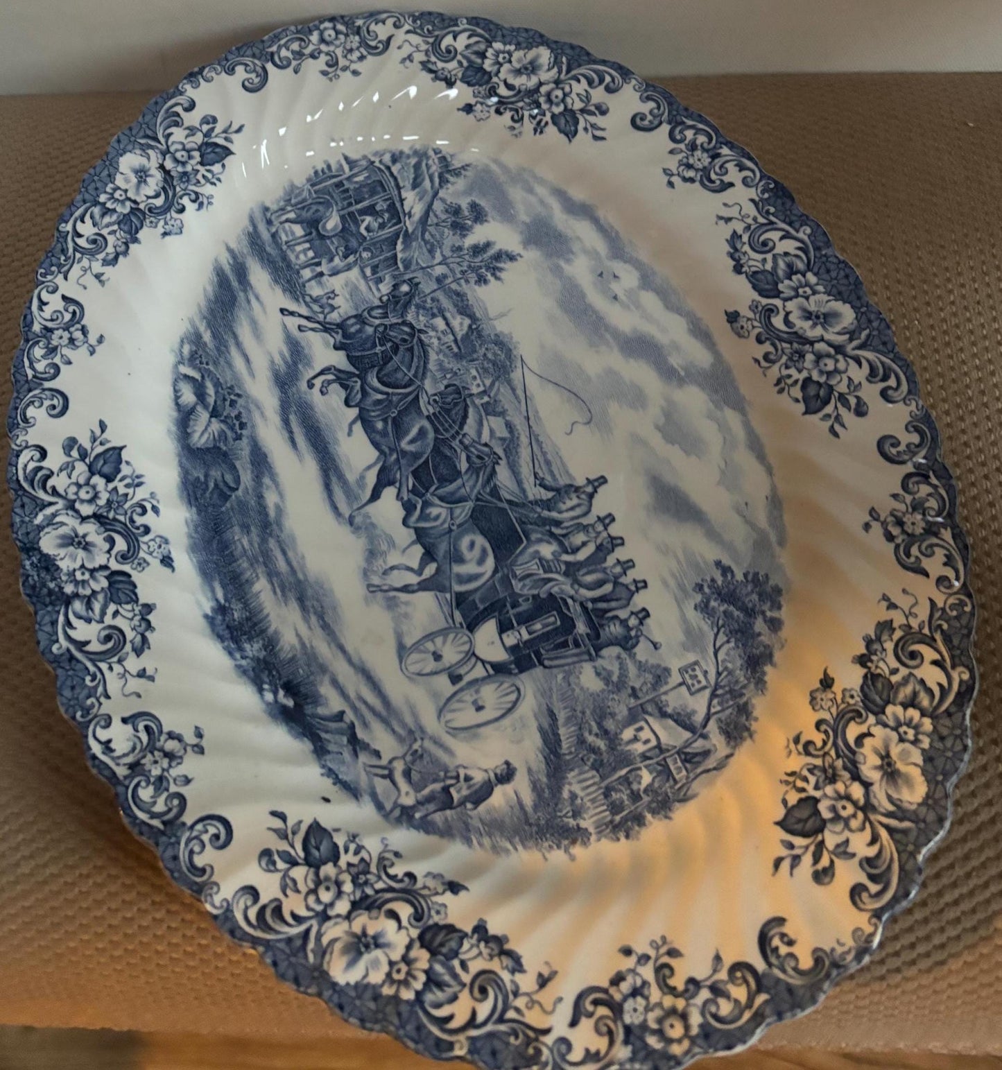 Vintage Johnson Bros Ironstone Hunting Country Dessert Plate Made in England Coaching Scenes Lover Antiques and Vintage
