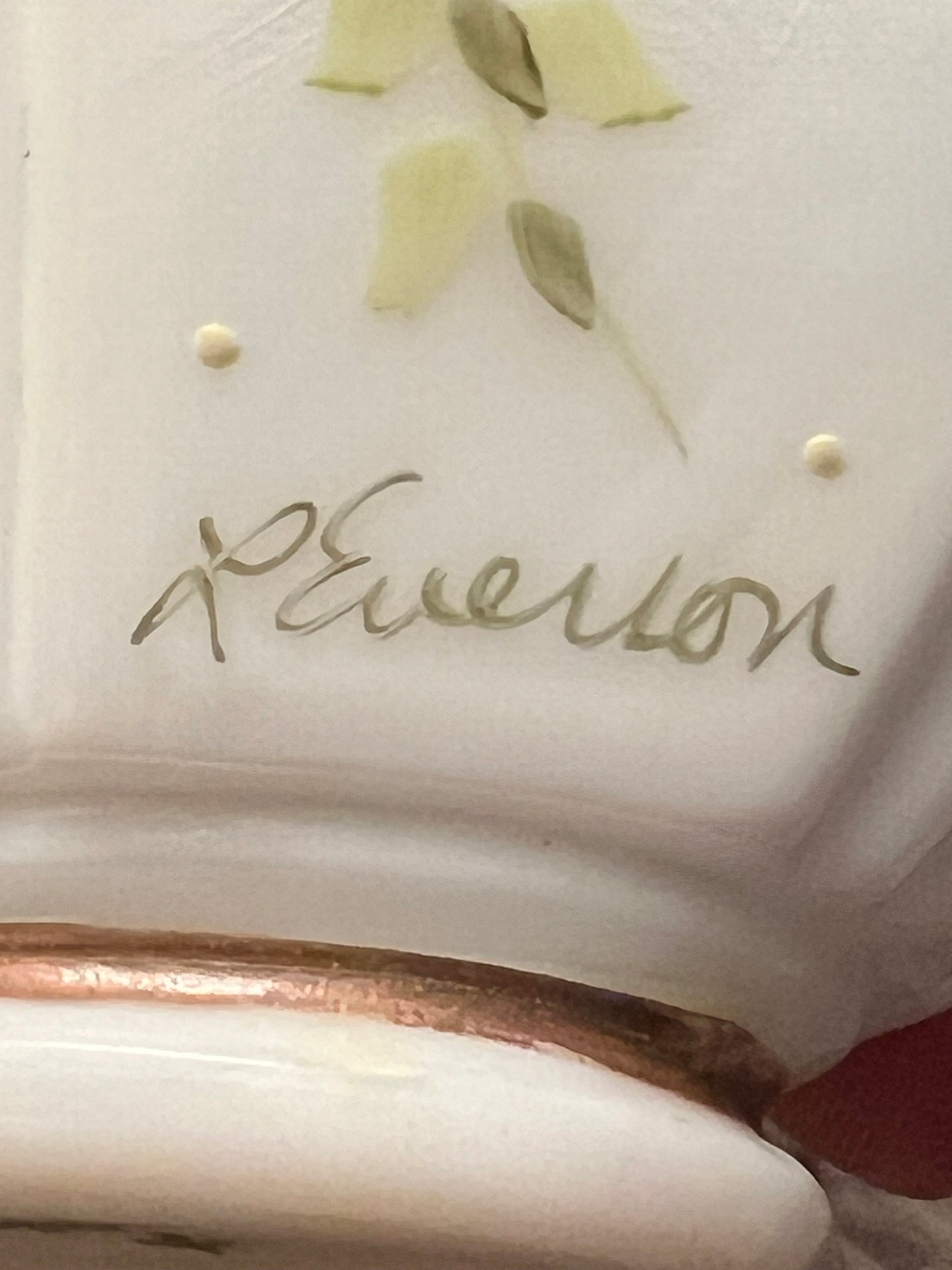 Vintage Fenton Charleton Perfume Bottle: Hand-Painted Floral Etched Stopper