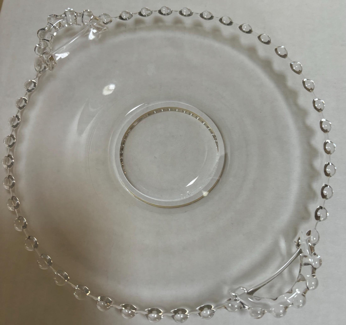 Antique Imperial Beaded Glass Candlewick Plate Platter Lover Antiques and Vintage