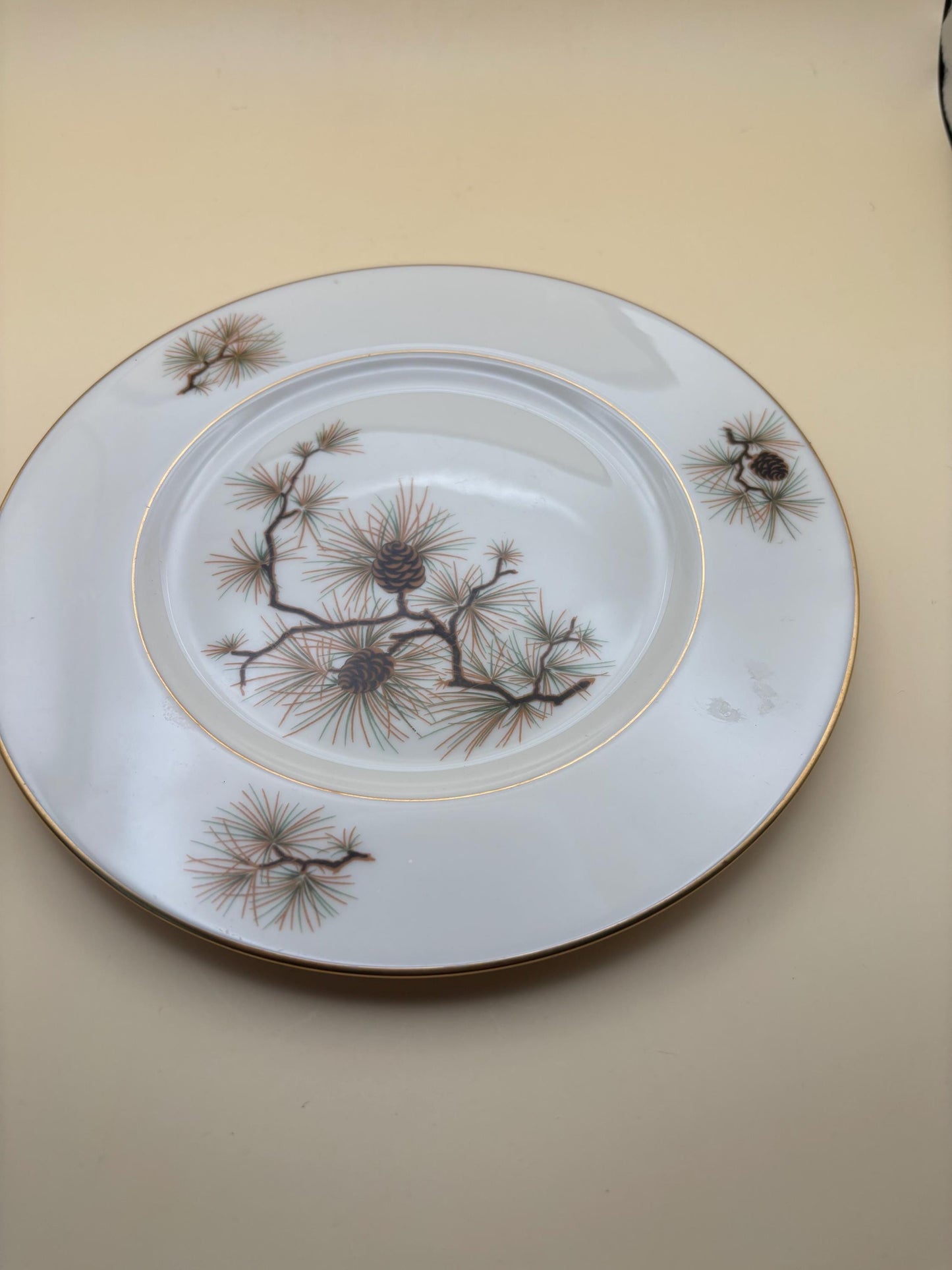 Vintage Lenox Pine Dinner Plate, Bone China, Pine Cones and Needles, Lover Antiques and Vintage