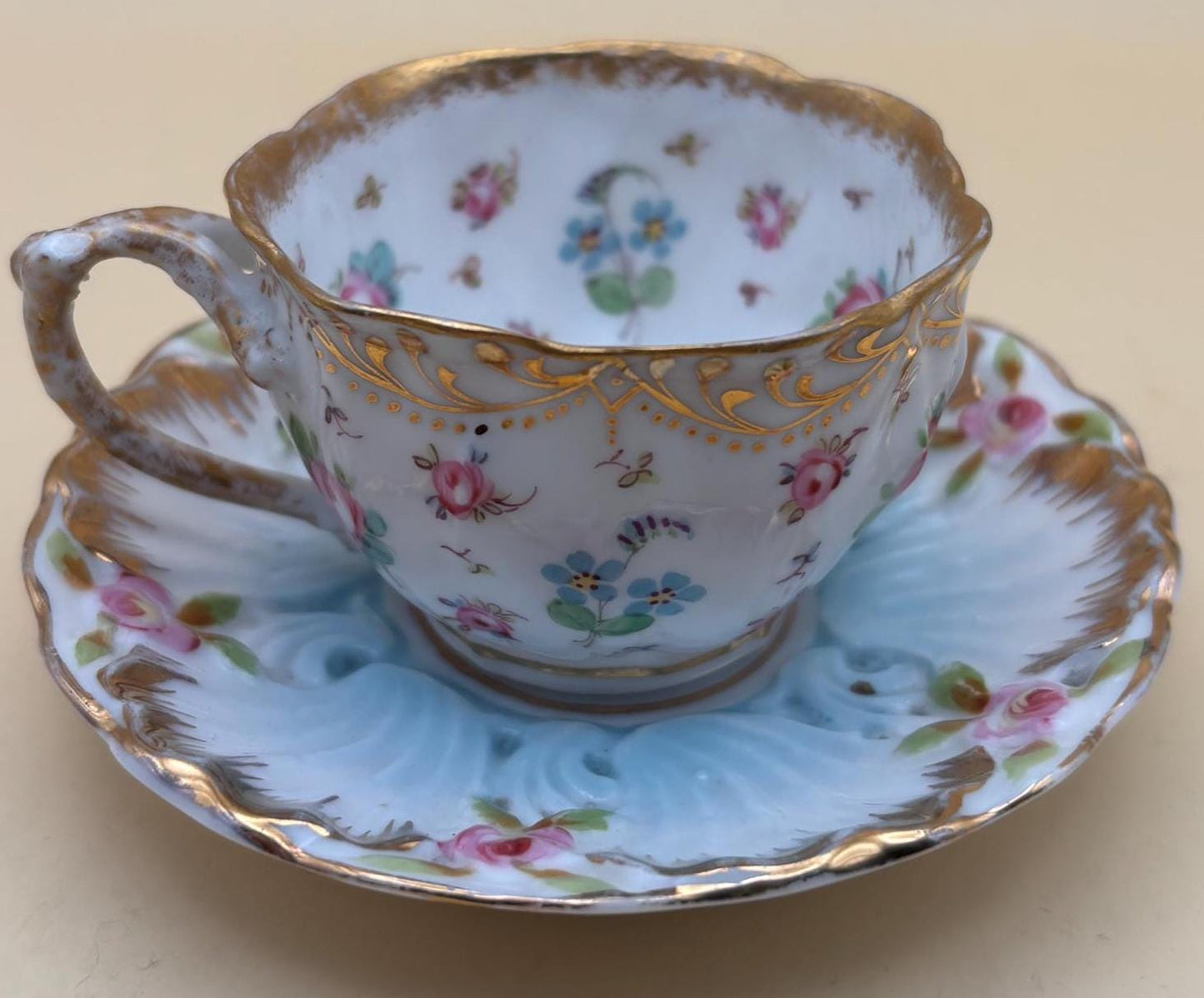 Vintage Demi Cup and Saucer Hand Painted Lover Antiques and Vintage