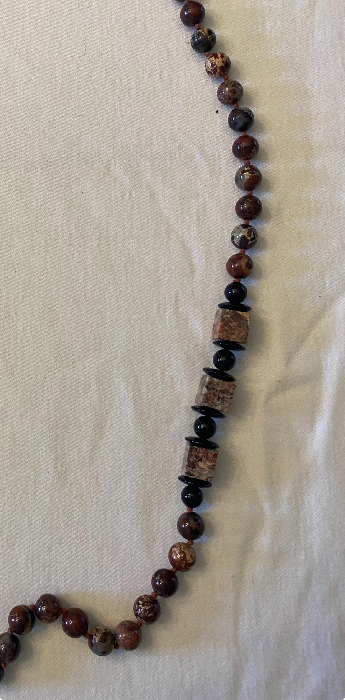Black Onyx Jasper Necklace with Geometric Beads Earth Stone Necklace Unique Gift Opportunity Lover Antiques and Vintage