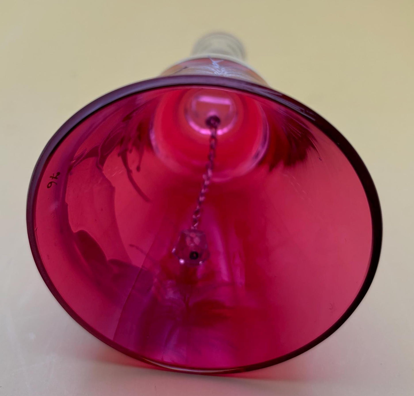 Vintage Cranberry Glass Bell with Glass Handle Mary Gregory Glass Art Lover Antiques and Vintage