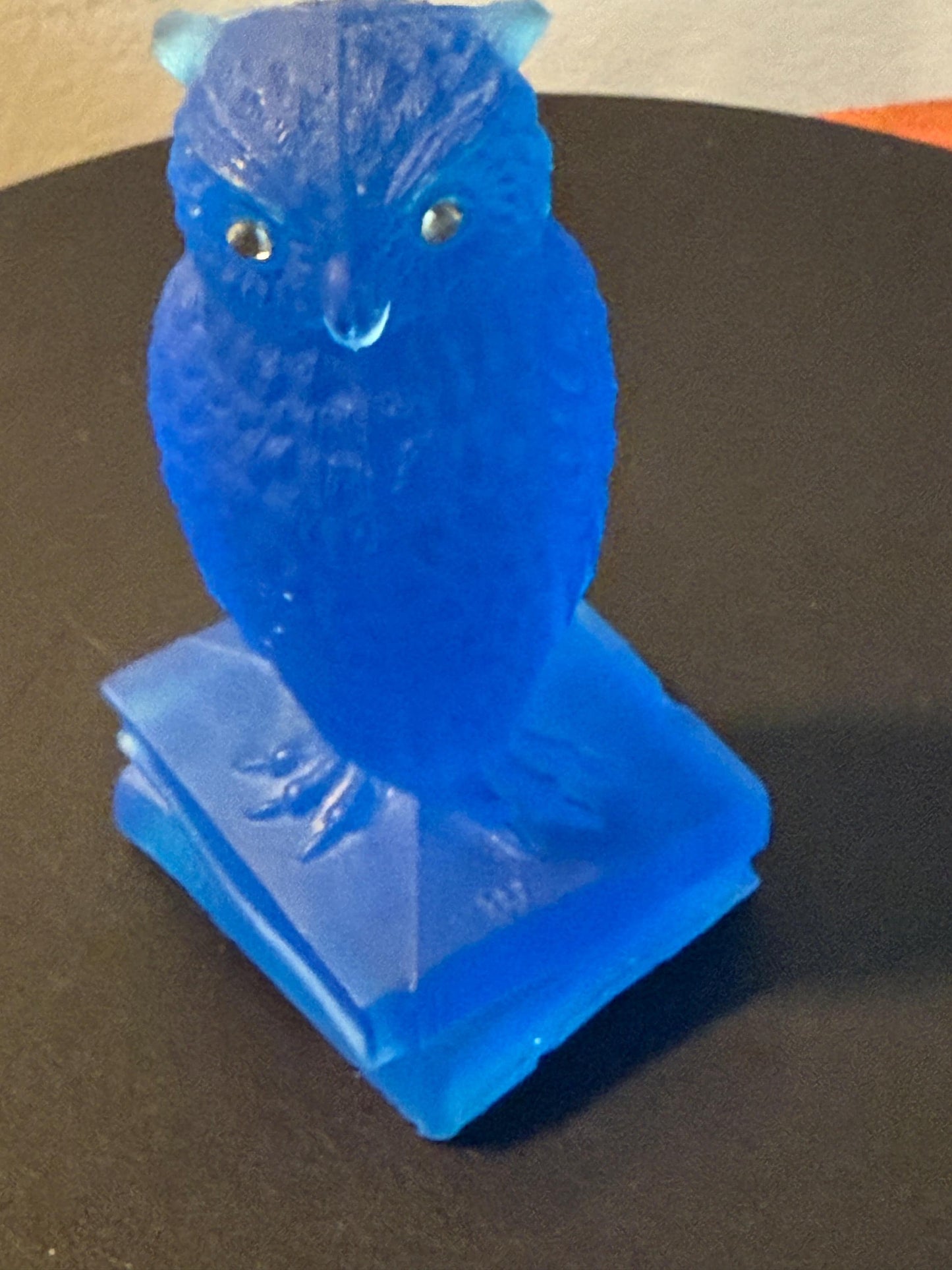 Vintage Blue Owl by Westmoreland Glass Blue Satin Owl on Book Statue Lover Antiques and Vintage