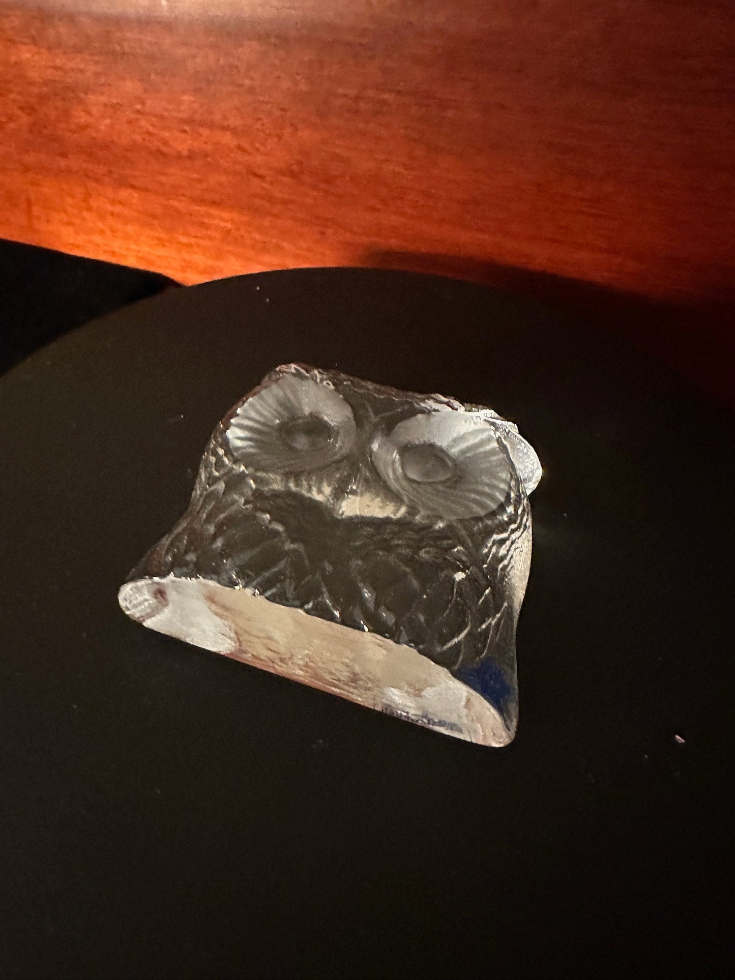 Vintage Nybro Swedish Glass Owl Paperweight