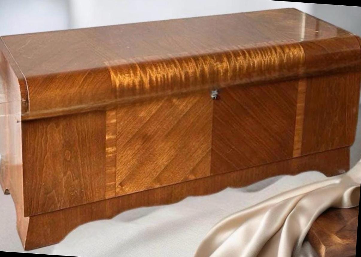 Vintage Art Deco Waterfall Hope Chest Cedar Chest Blanket Chest Lover Antiques and Vintage