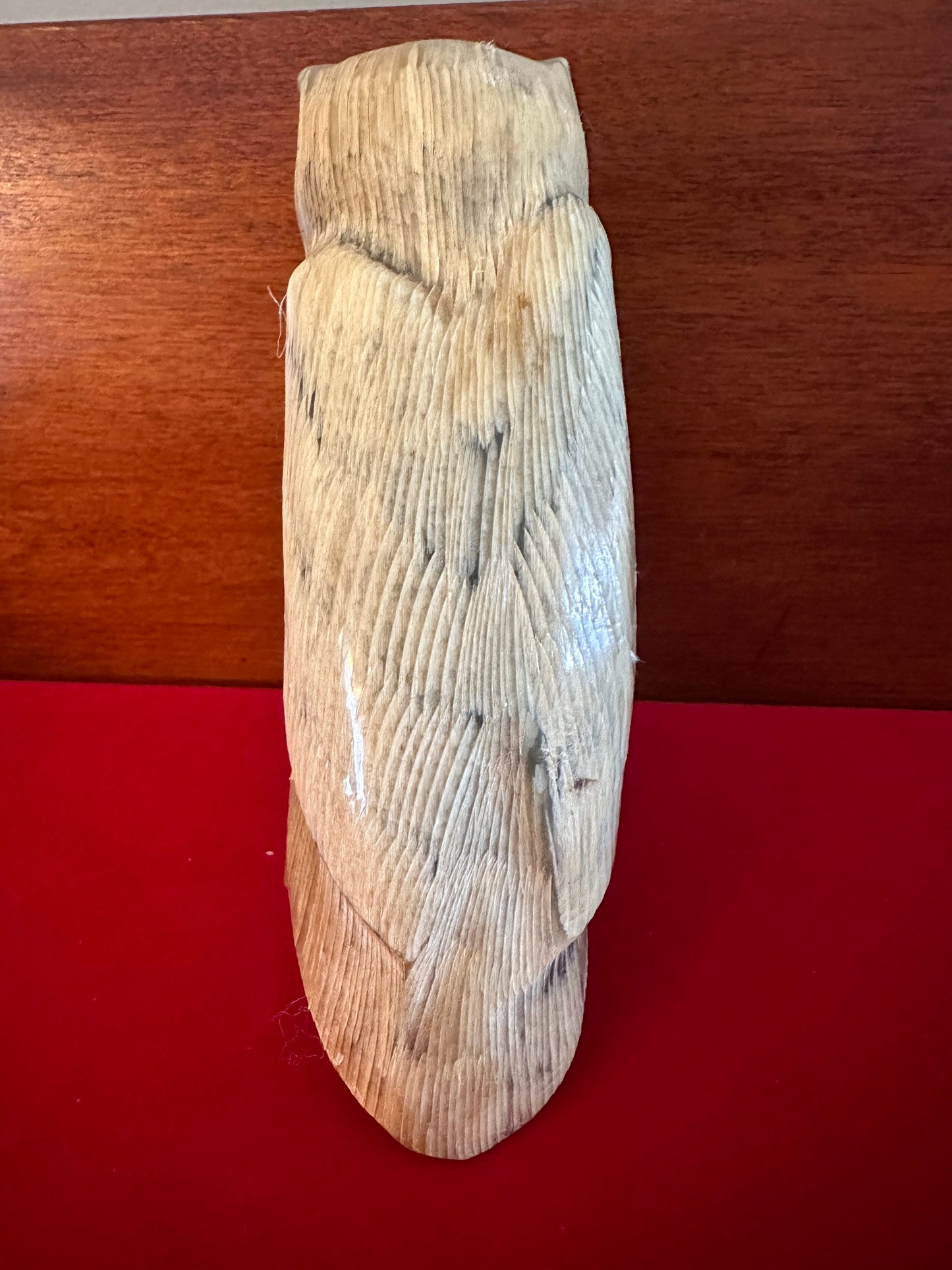 Vintage Hand Carved Horn Owl Figurine: Painted Owl Sculpture