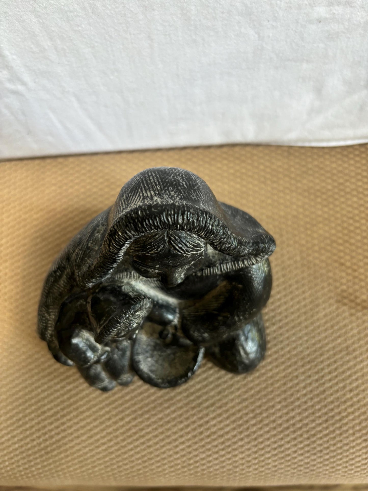 Vintage Inuit Mother & Child Cast Iron Figurine: The Wolf Sculptures