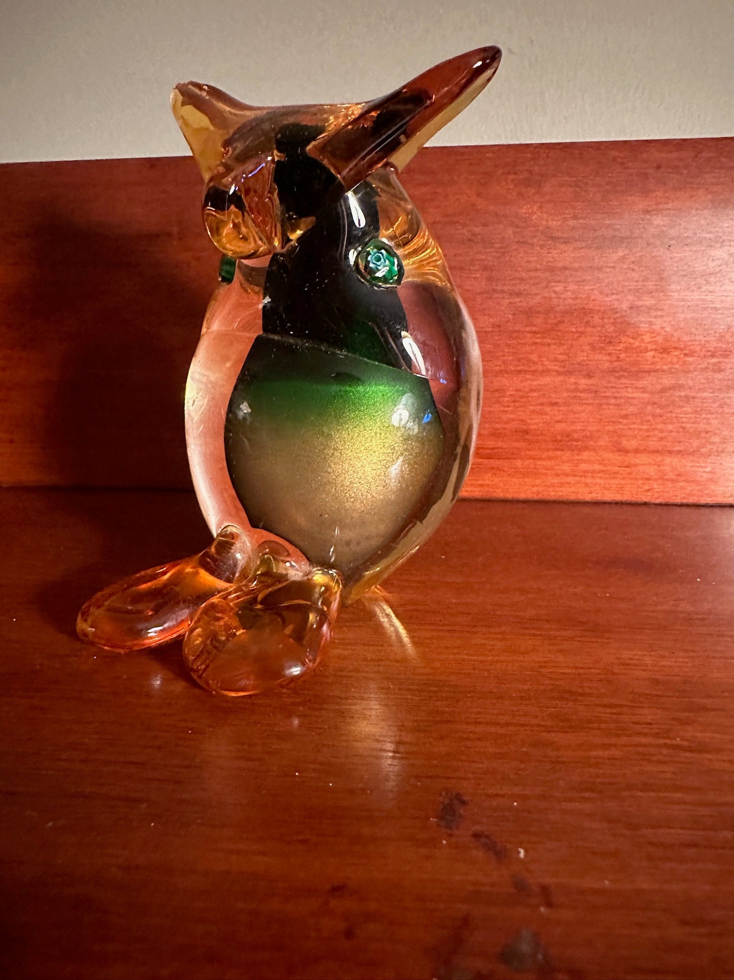 Vintage Murano Glass Owl, made with 24k Gold, Murano Glass Art, Lover Antiques and Vintage