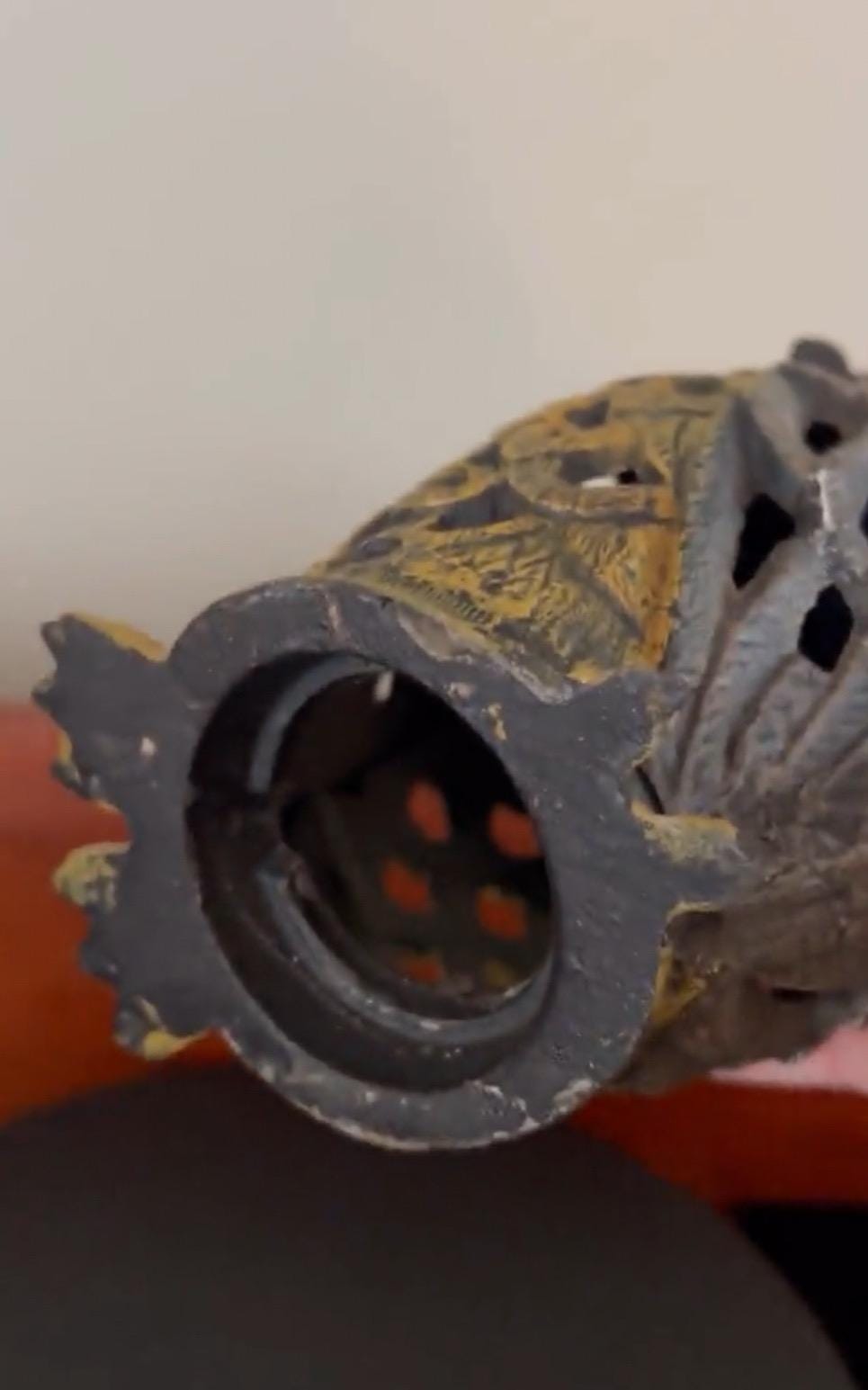 Antique Cast Iron Owl Candle Lamp: Original Patina