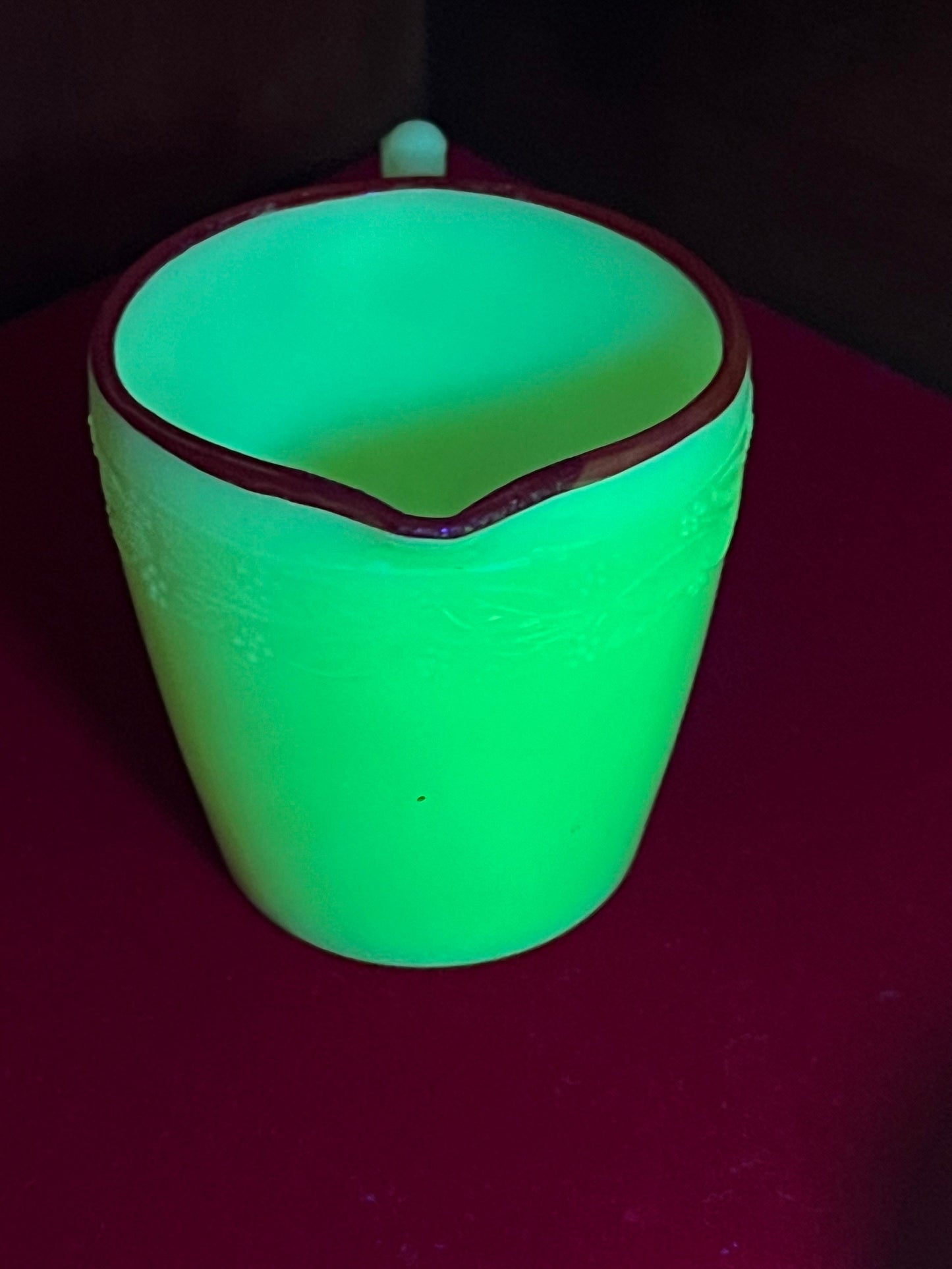 Vintage Uranium Glass Creamer Server by McKee Glass Children’s Tea Set Laurel Red Trim Lover Antiques and Vintage