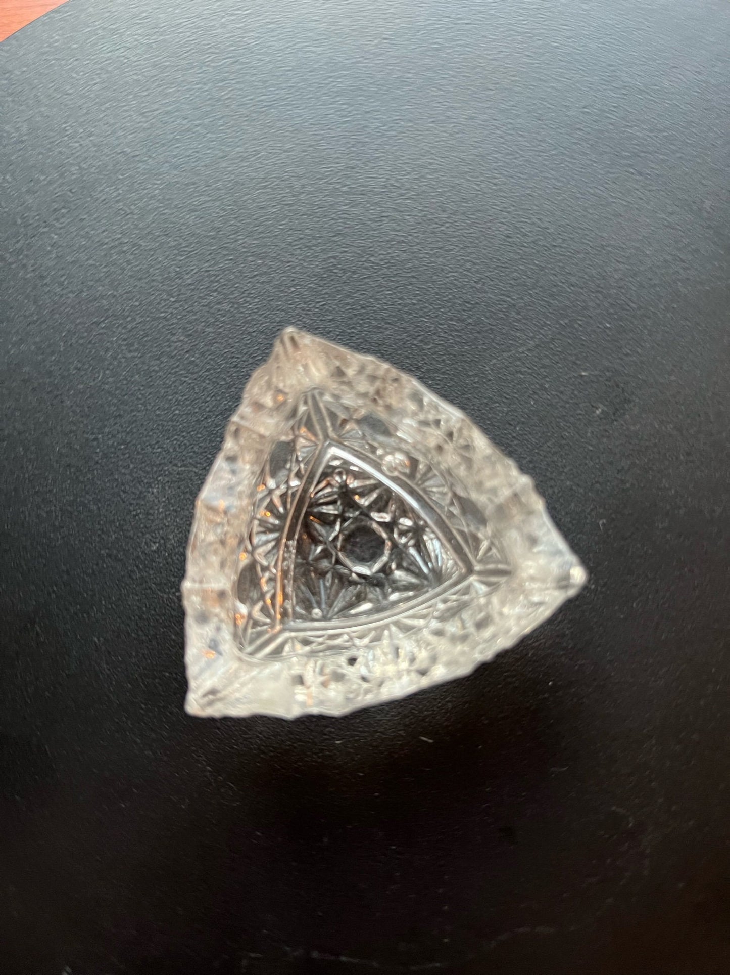 Vintage Cut Crystal Triangle Dish: Toothpick or Sugar Holder