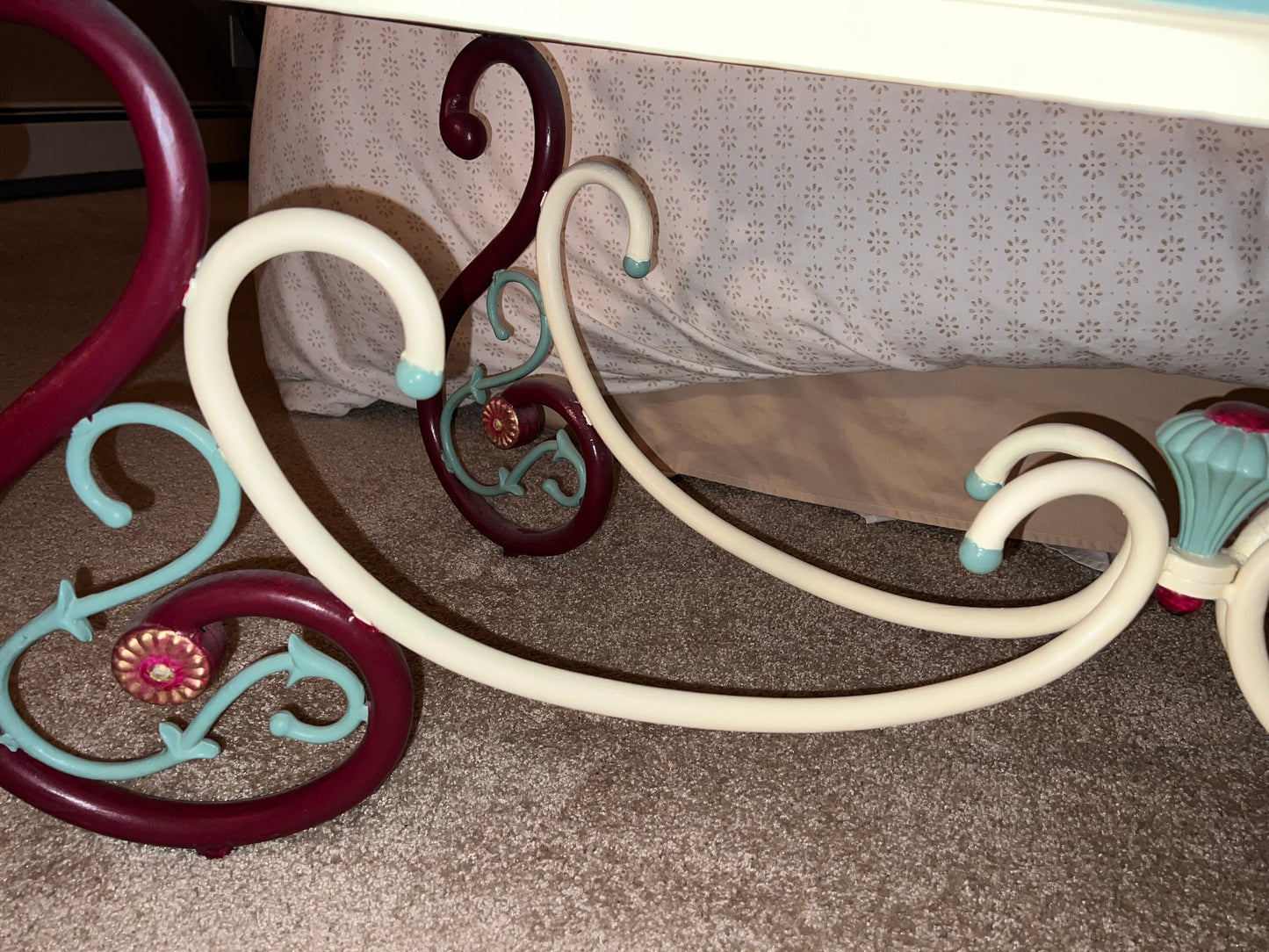 Vintage Hand Painted Flower Table: Art Deco Coffee Console