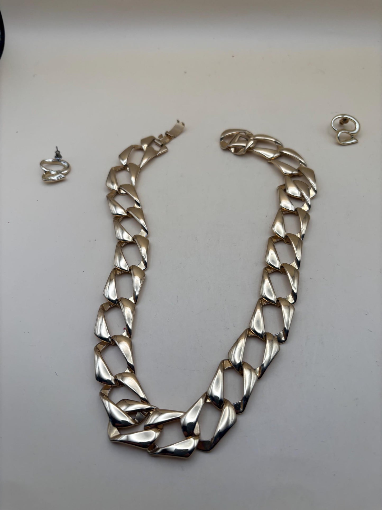 Vintage Chain Link Necklace and Matching Earrings Lover Antiques and Vintage