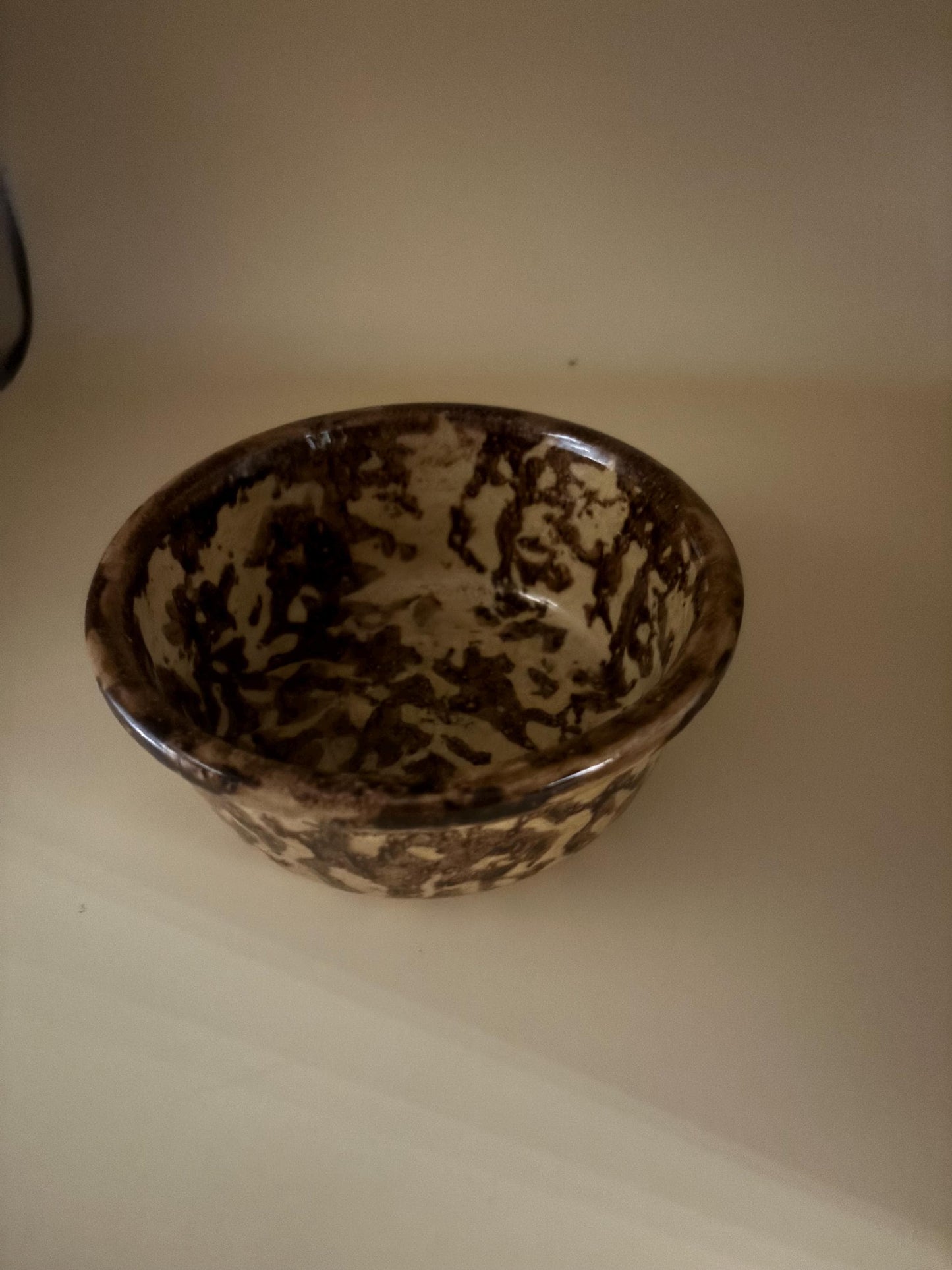 Vintage Stoneware Brown Bowl Spongeware Pottery Bowl Art Lover Antiques and Vintage