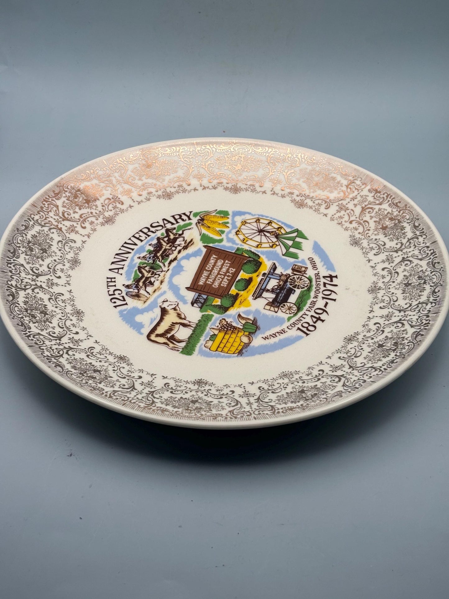 Wayne Country Fair Wooster, OH Plate, 125th Anniversary 1849-1974, Lover Antiques and Vintage