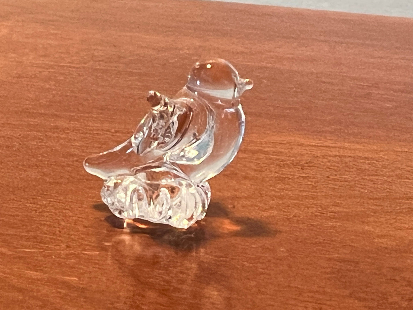 Vintage Art Glass Bird Figurine: Tiny Clear Glass Collectible (3/4")