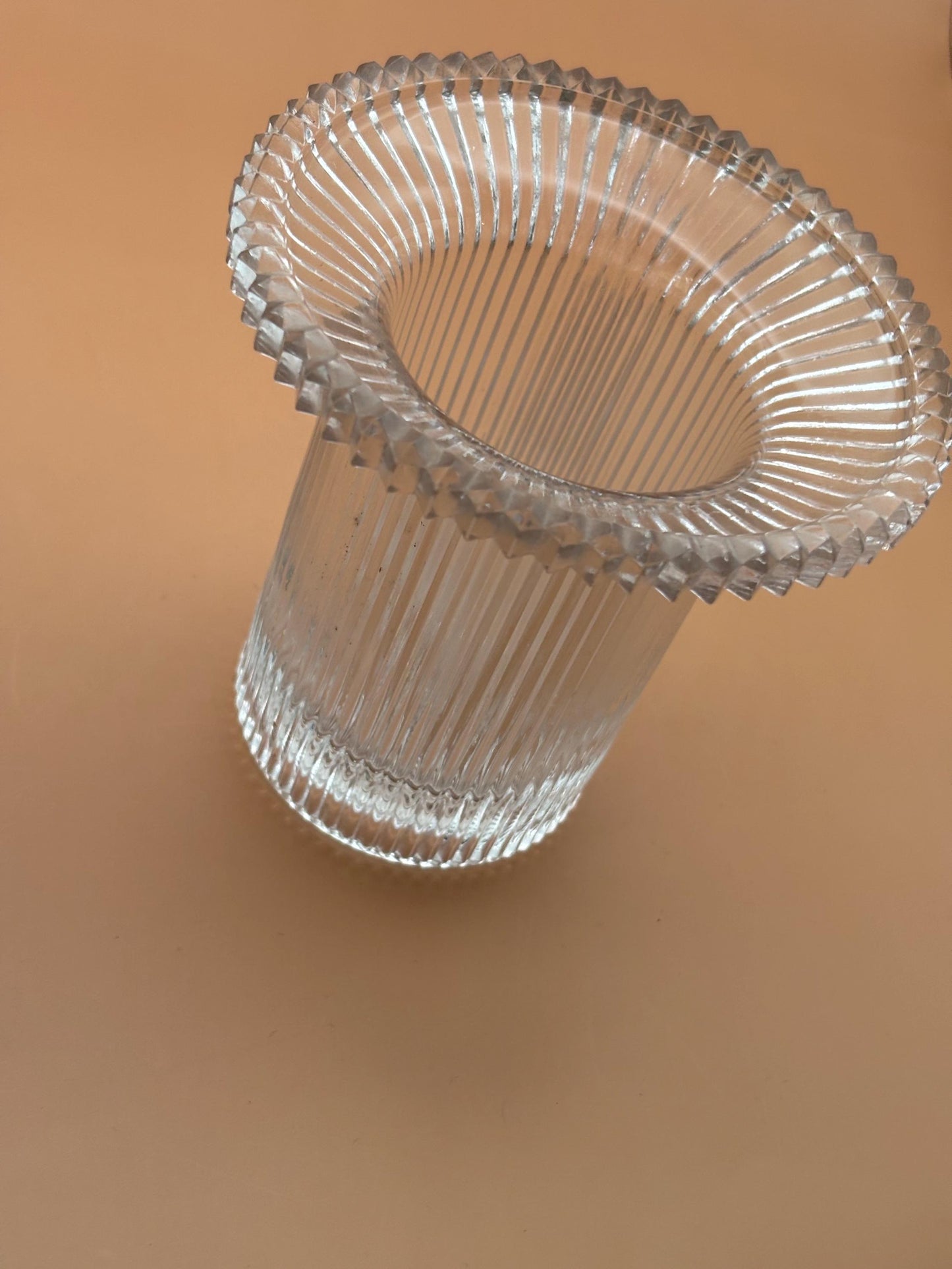 Vintage Clear Glass Ribbed Candle Holder Vase Reversible Votive Pillar Candleholder Lover Antiques and Vintage