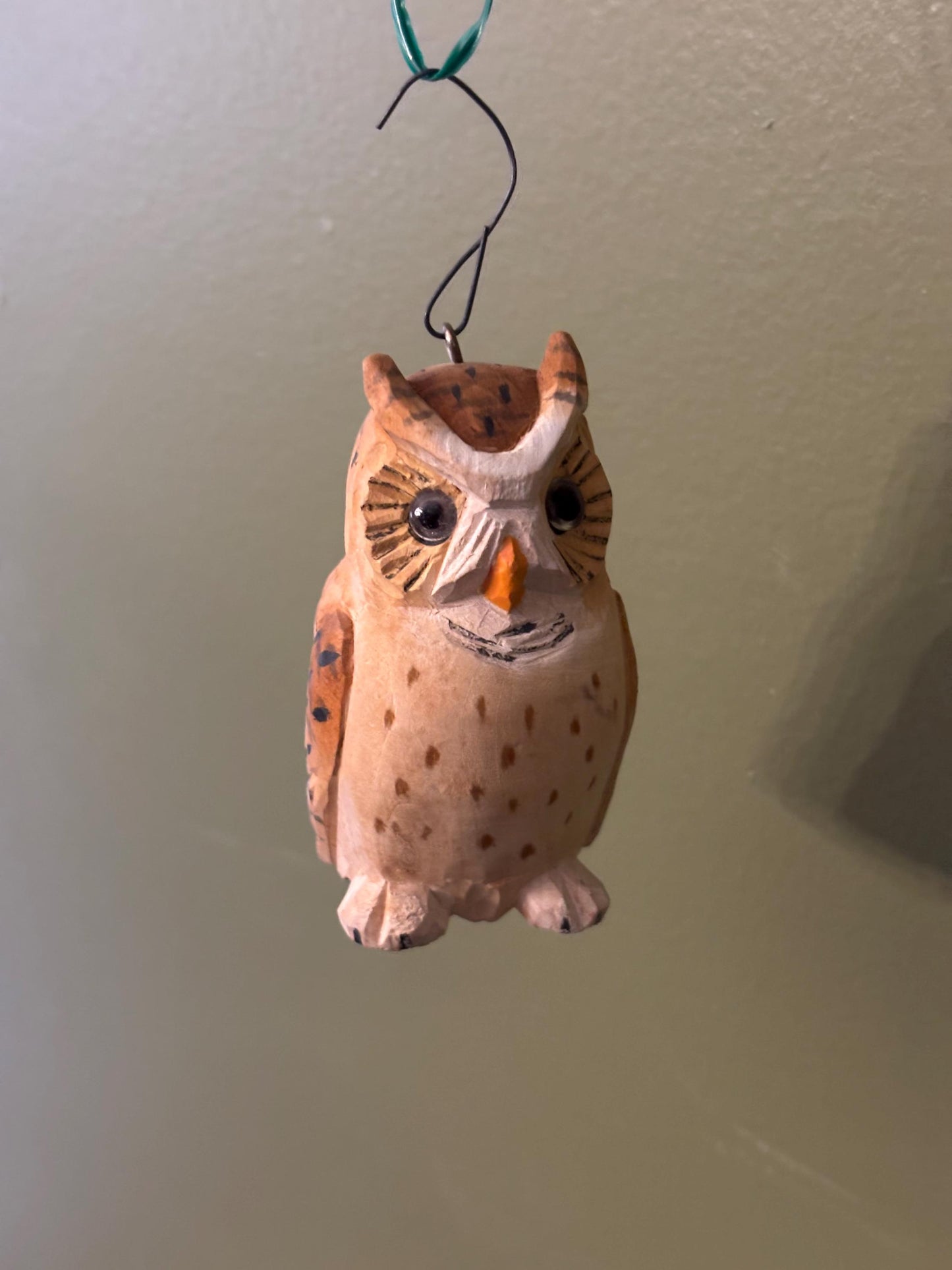 Vintage Hand Carved and Hand Painted Owl Figurine Ornament Lover Antiques and Vintage