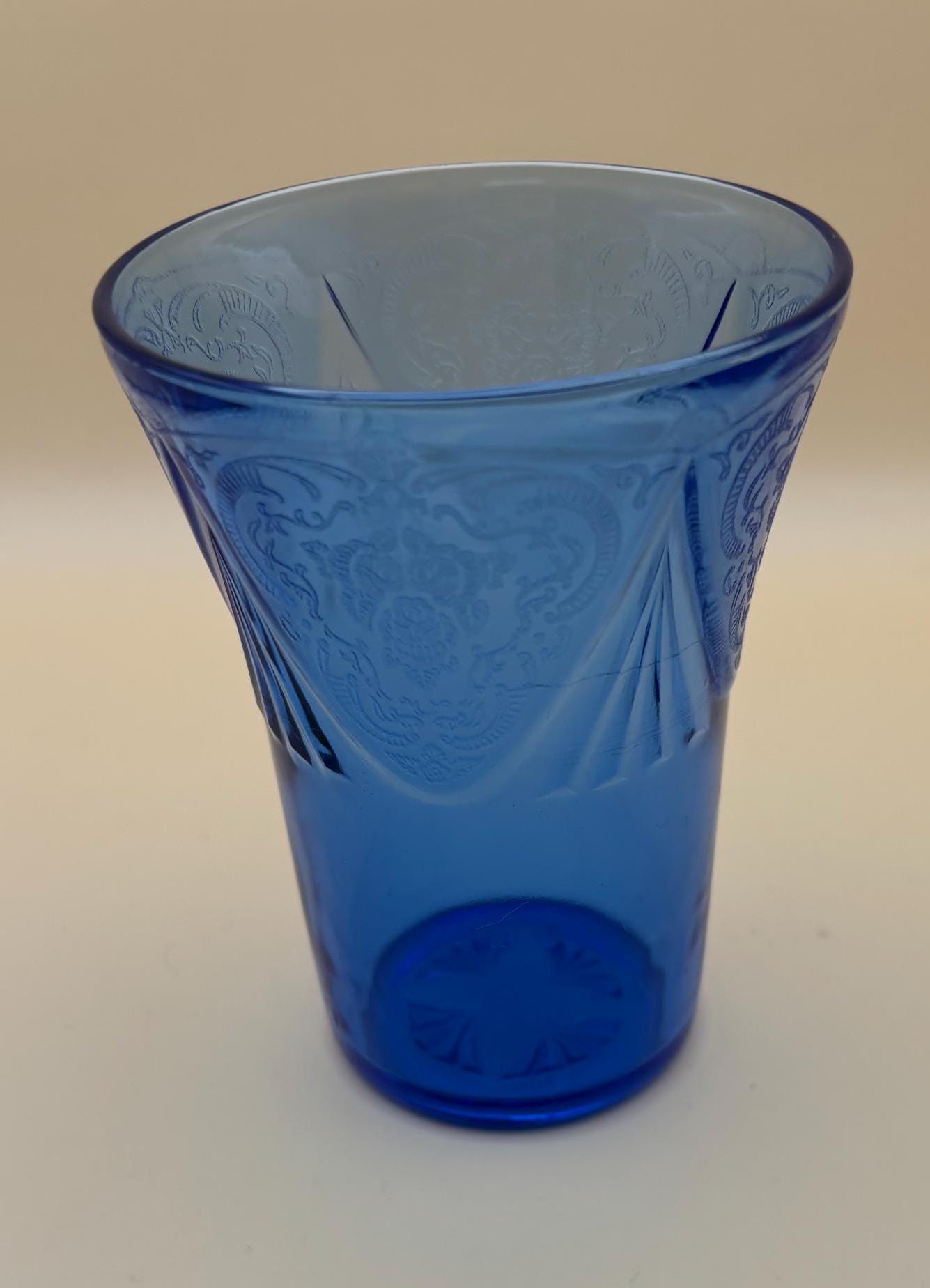 Vintage Cobalt Blue Lace Glass Tumbler Lover Antiques and Vintage