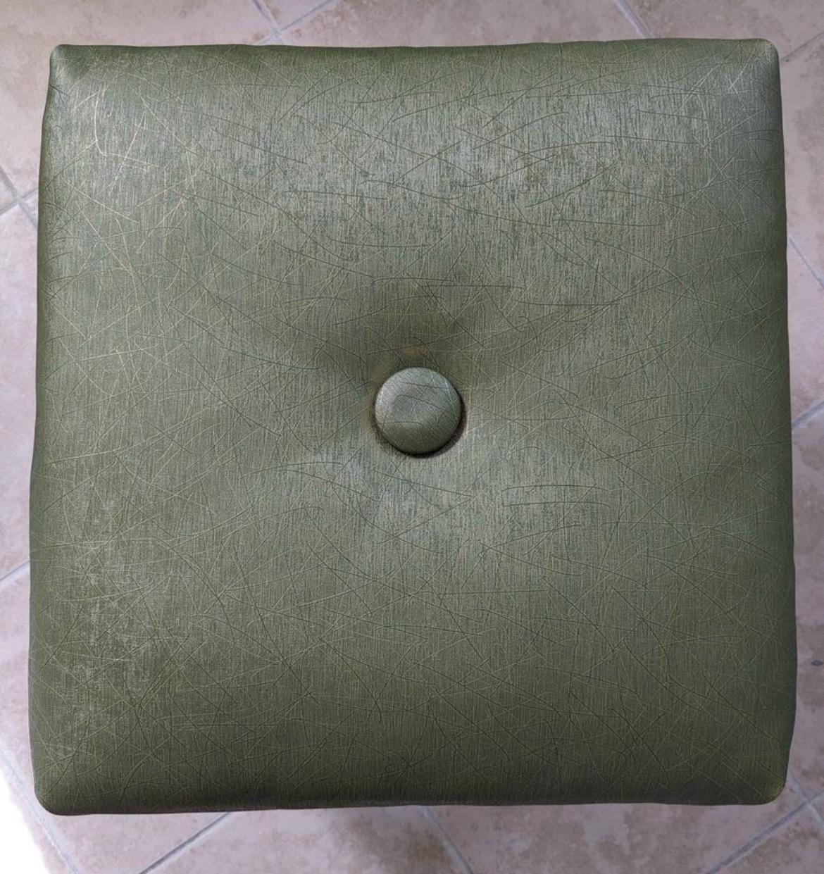 Mid Century Modern Green Stool Modern Ottoman Photographers Seat Lover Antiques and Vintage