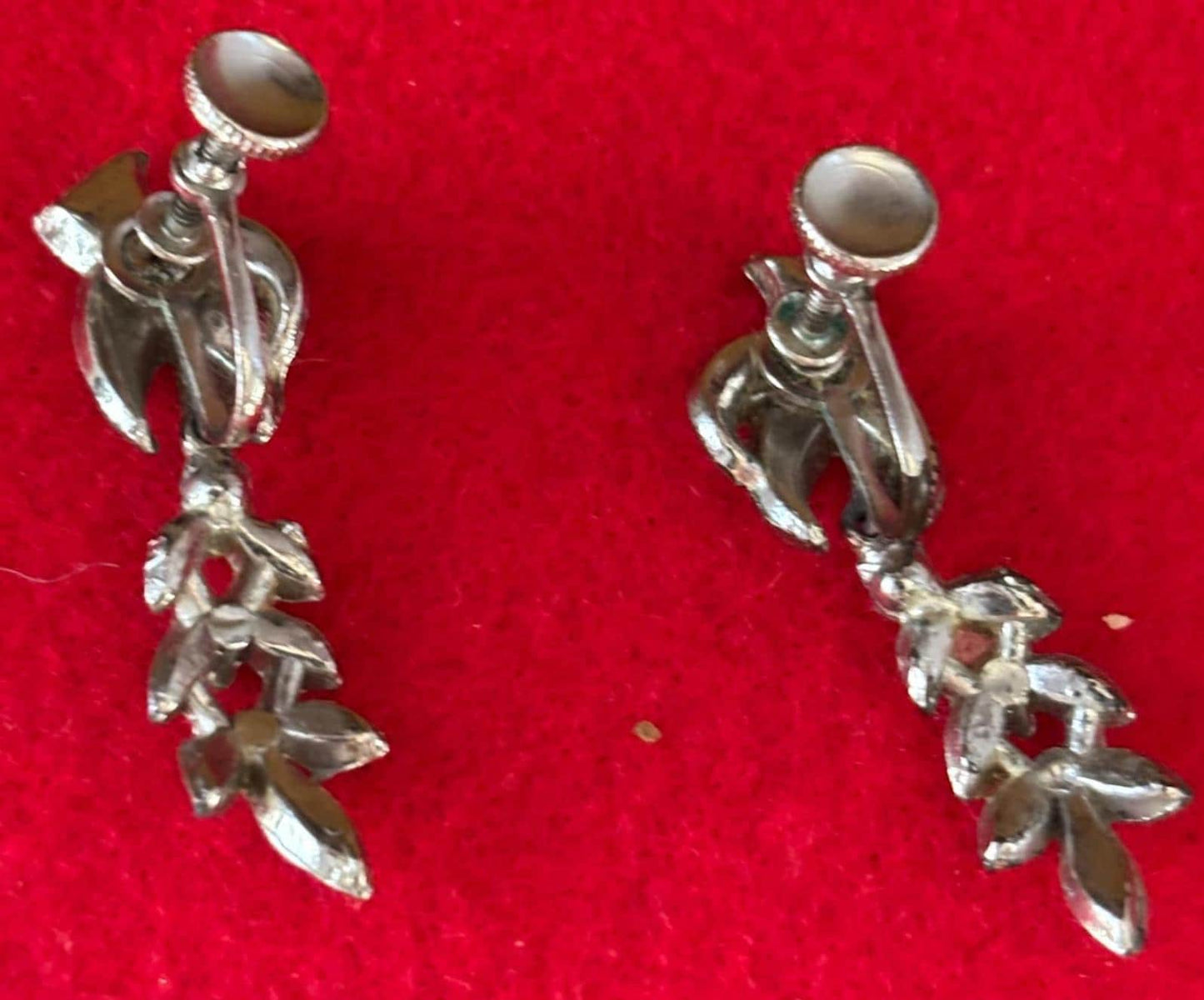 Bird and Leaf Rhinestone Silver Earrings